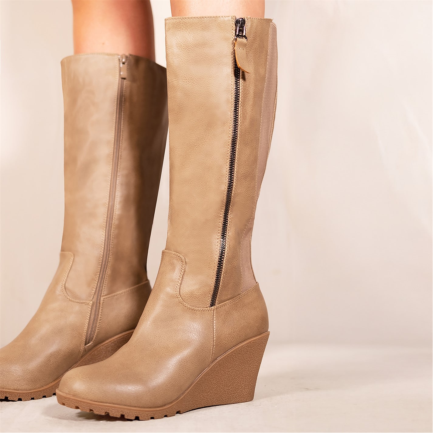 Where’s That From Khaki Pu Lara Mid Calf Boots - 2
