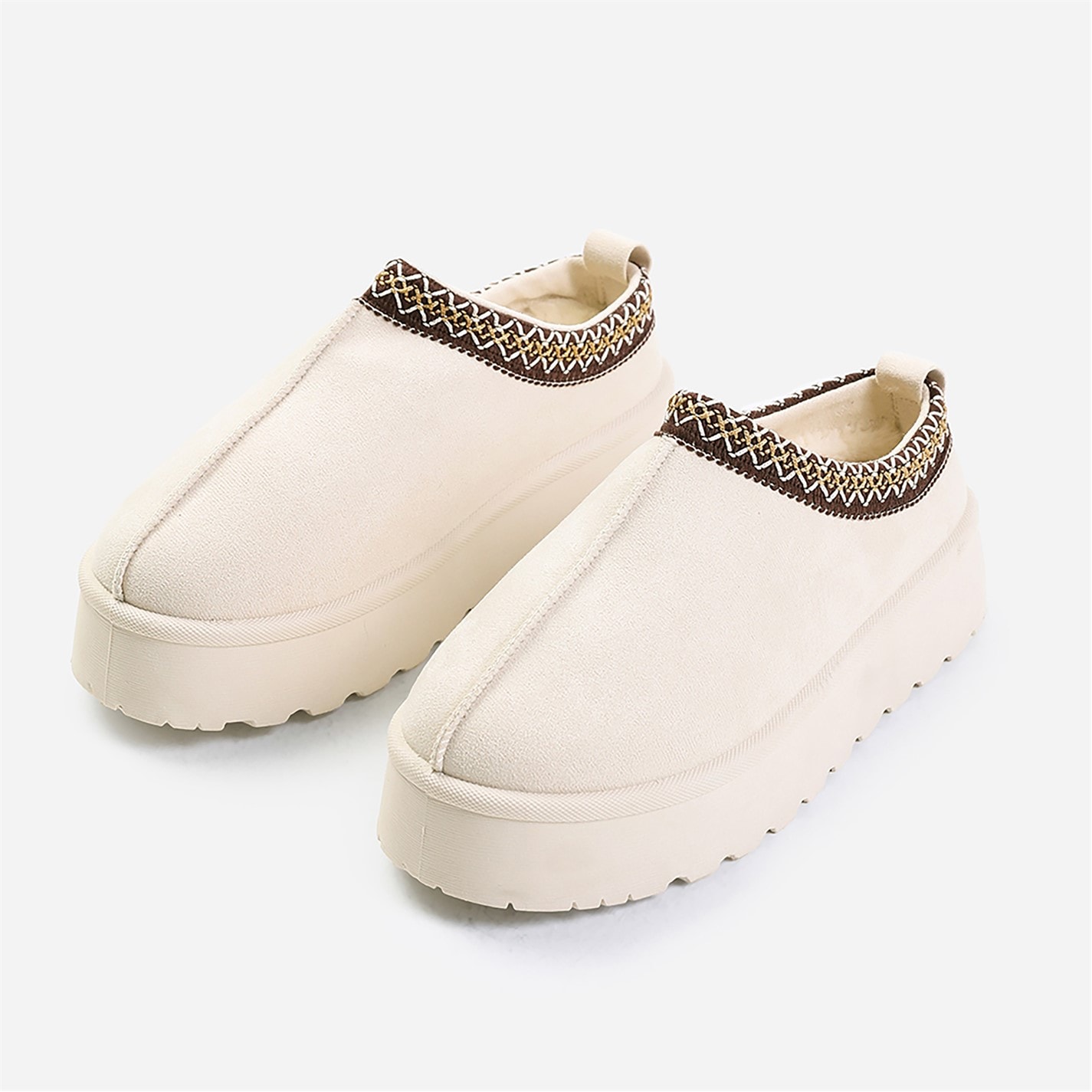 Where’s That From Allegra Cream Faux-Suede Embroidered Ankle Slipper - 3