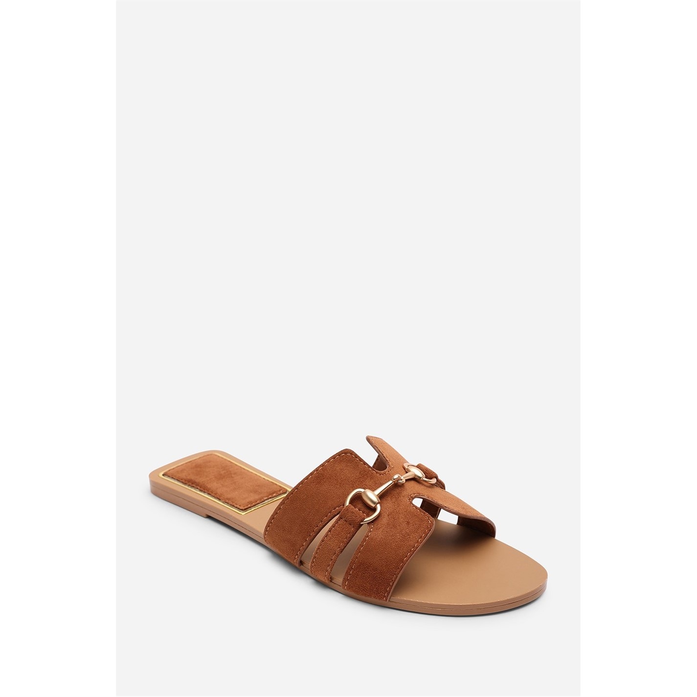 Wheres That From Tan 9363348 Dorina Embellished Wide Fit Tan Suede Slide On San - 2