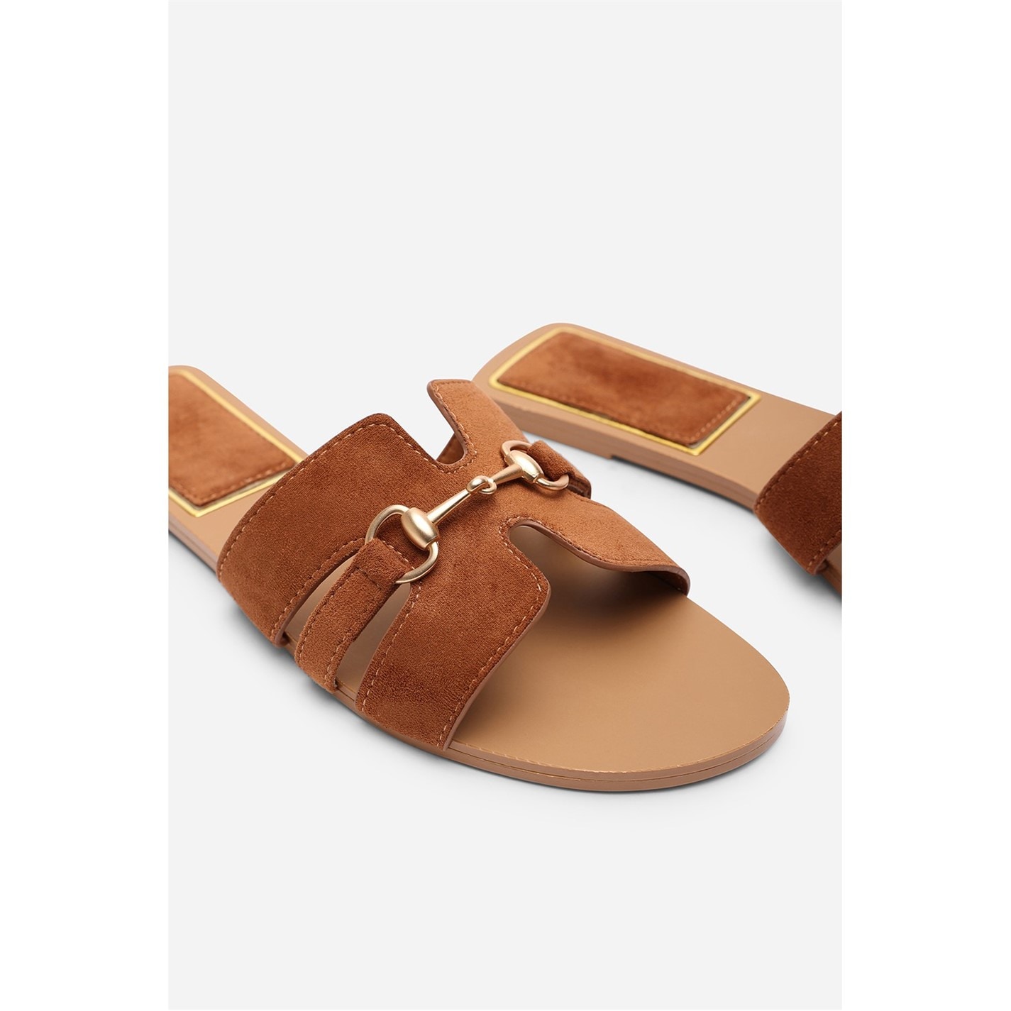 Wheres That From Tan 9363348 Dorina Embellished Wide Fit Tan Suede Slide On San - 4