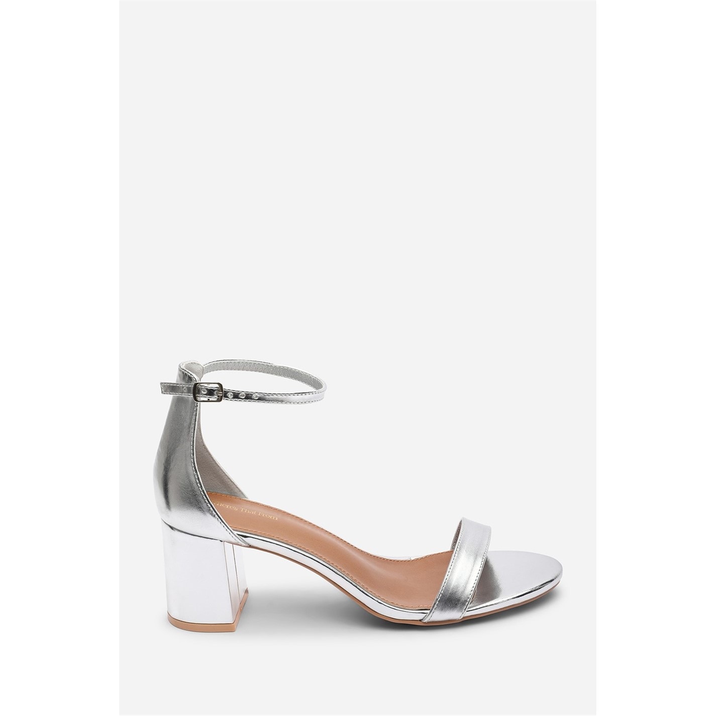 Wheres That From Silver 4879018 Beacon Ankle Strap Block Heel Silver Metallic Sand - 2