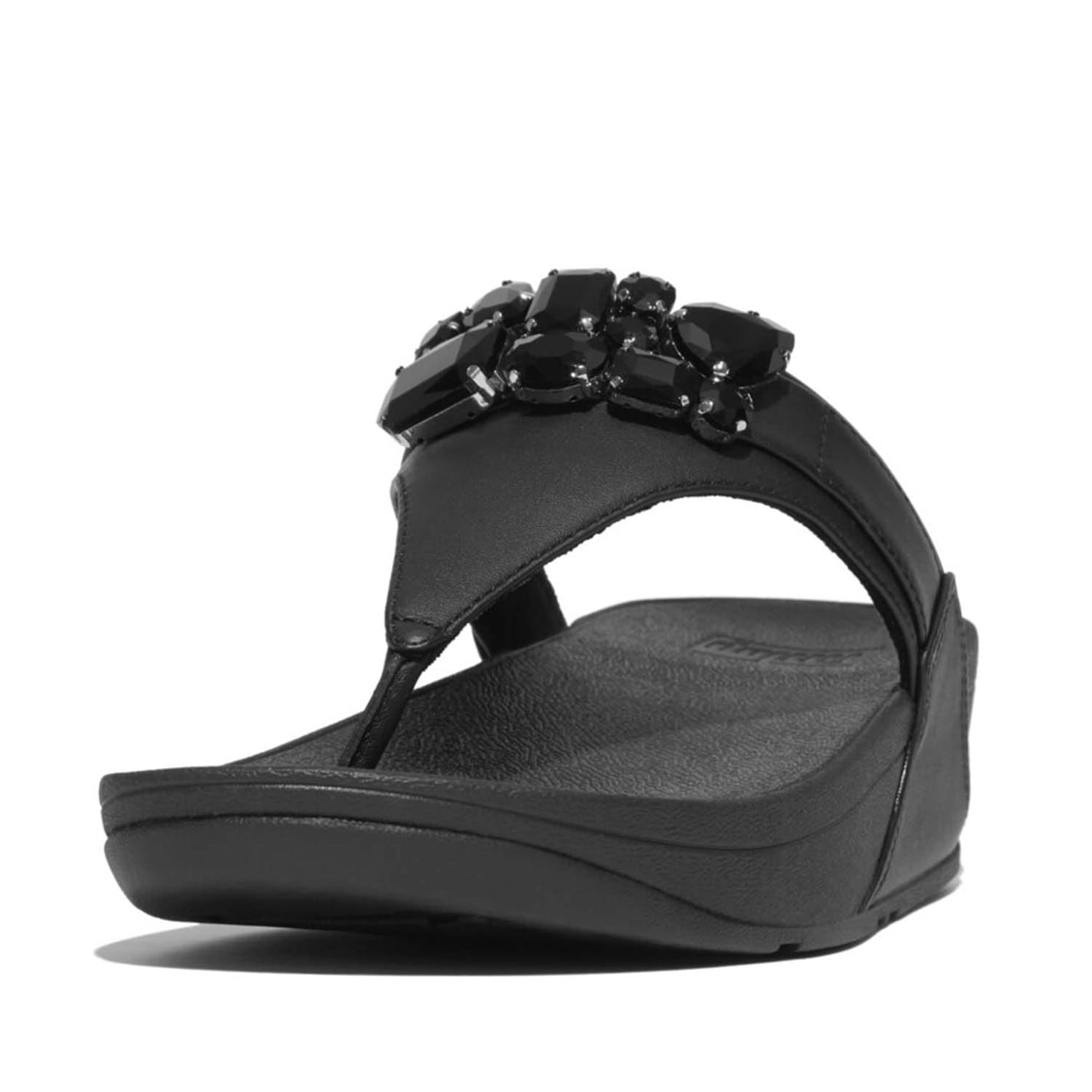 FitFlop Black 5716154 Lulu Bejewelled Trim Toe-Post Sandals - 2