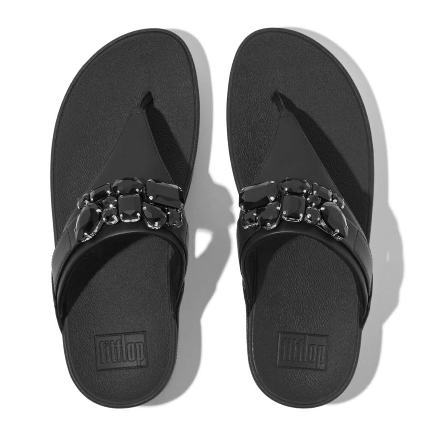 FitFlop Black 5716154 Lulu Bejewelled Trim Toe-Post Sandals - 3