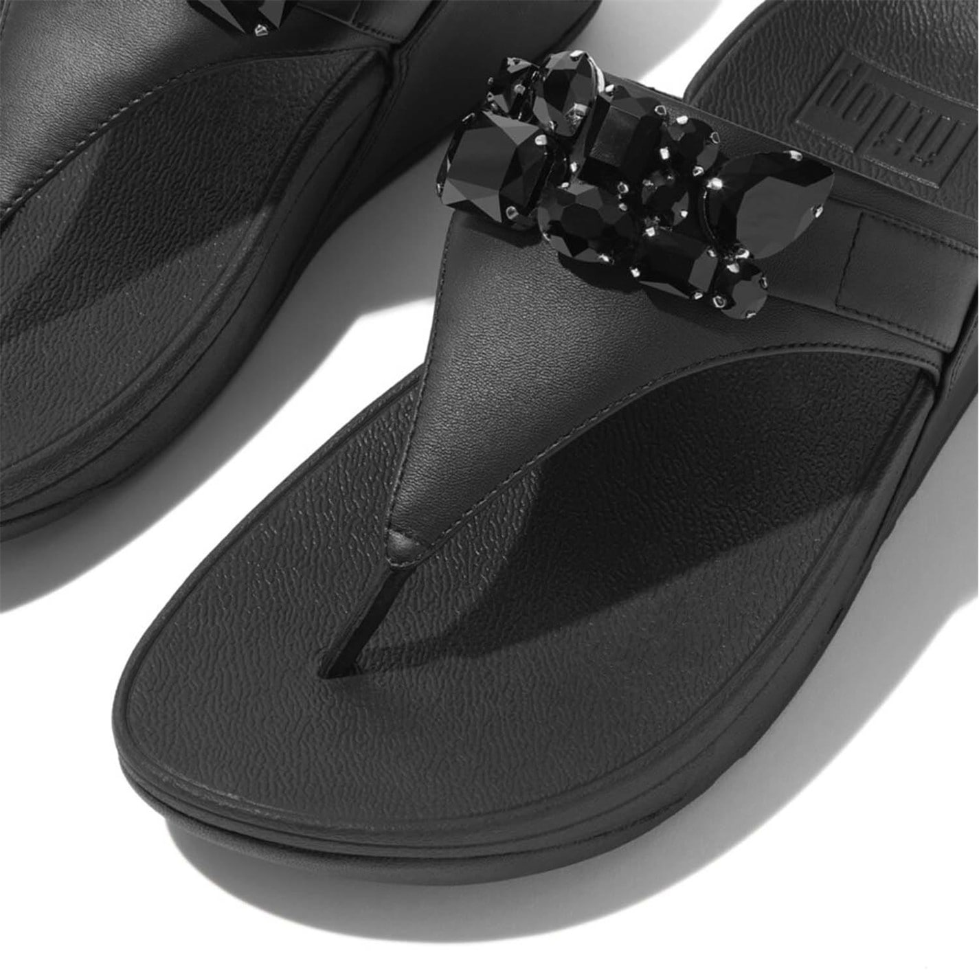 FitFlop Black 5716154 Lulu Bejewelled Trim Toe-Post Sandals - 4