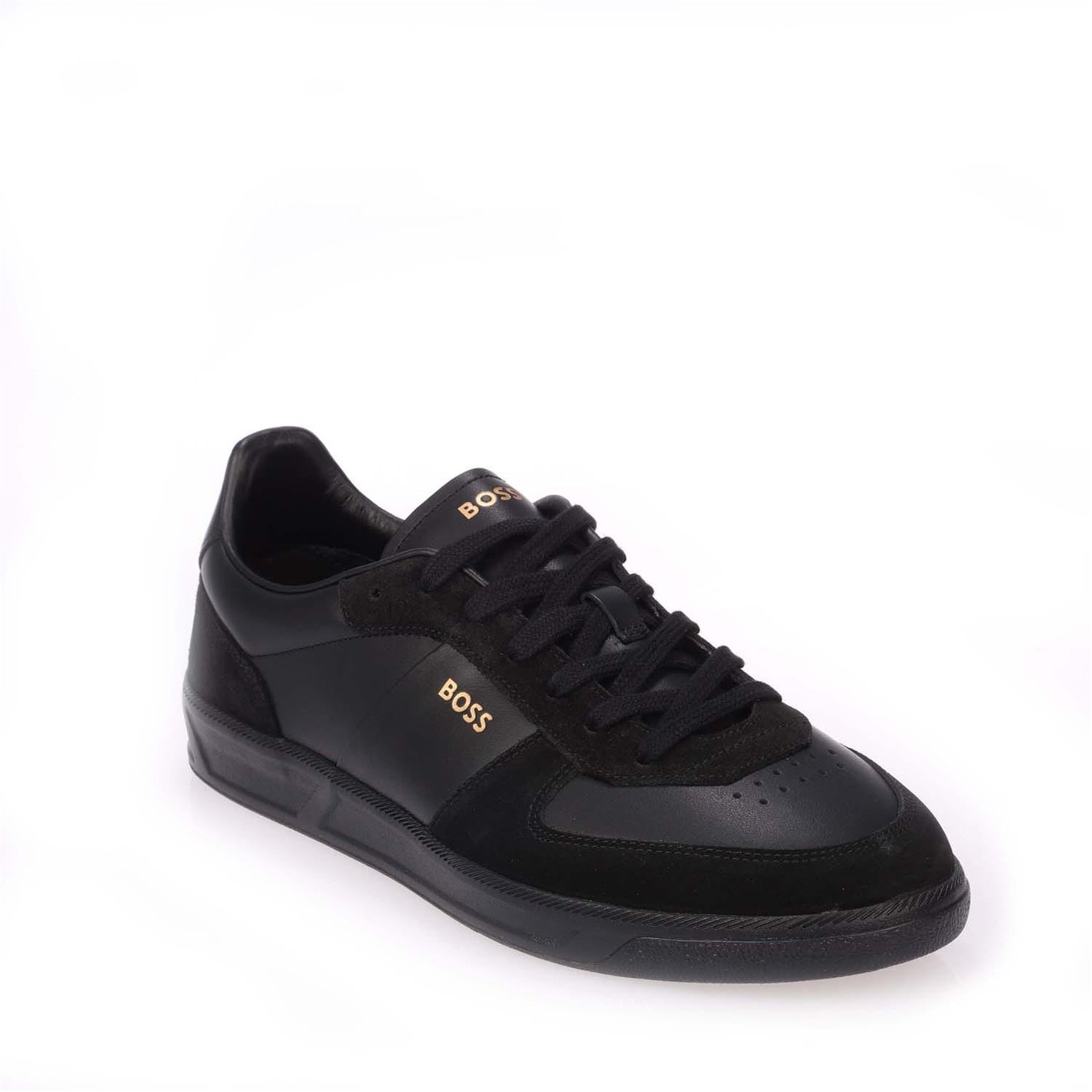 Tenisky Hugo Black 4253638 Men's Foil Print Branding Leather-Suede Trainers - 2