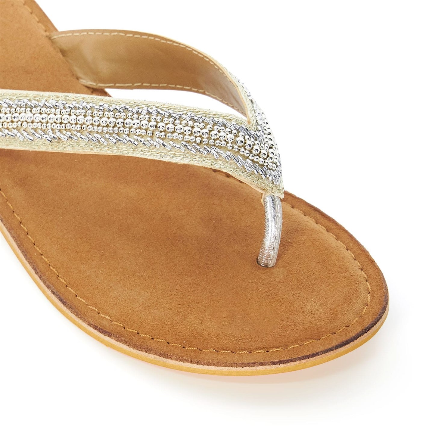 Dune London Tan 7502672 Labyrinth Beaded Toe Post Sandals - 4