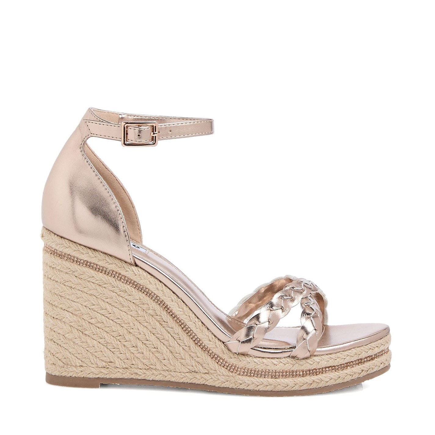 Dune London Rose Gold 4110975 Khai Plait Detail Embellished Wedge Sandals - 1