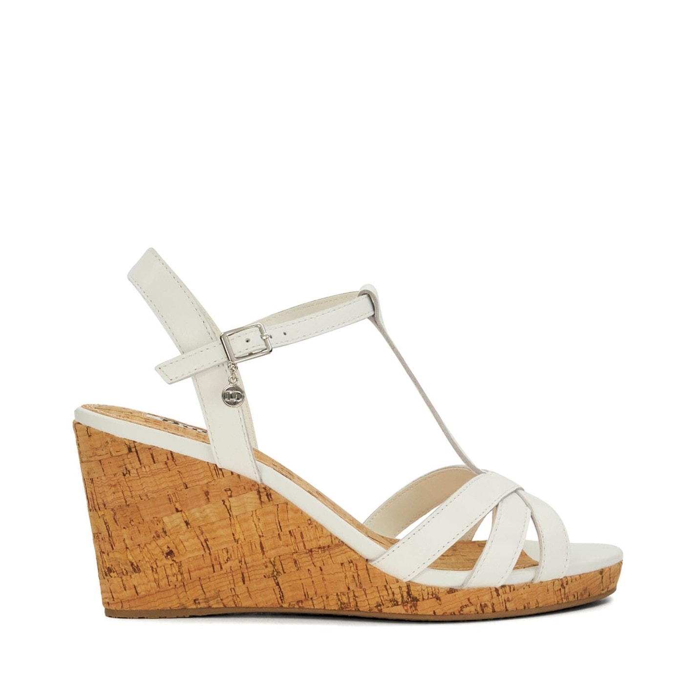Dune London White 7128975 Keep T-Bar Wedge Sandals - 1