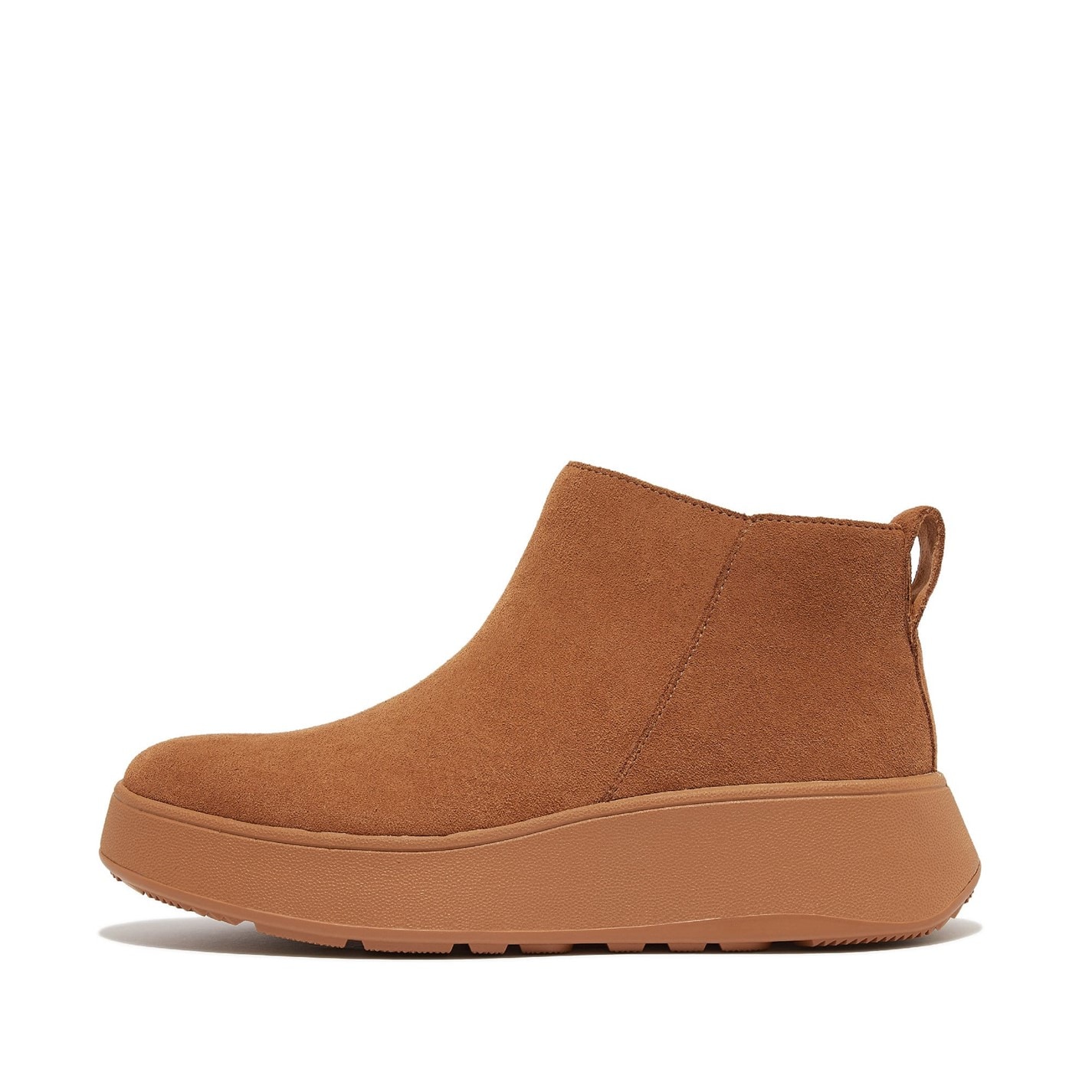 Boty Fitflop Tan 8933572 F-Mode Suede Flatform Zip Ankle Boots - 1