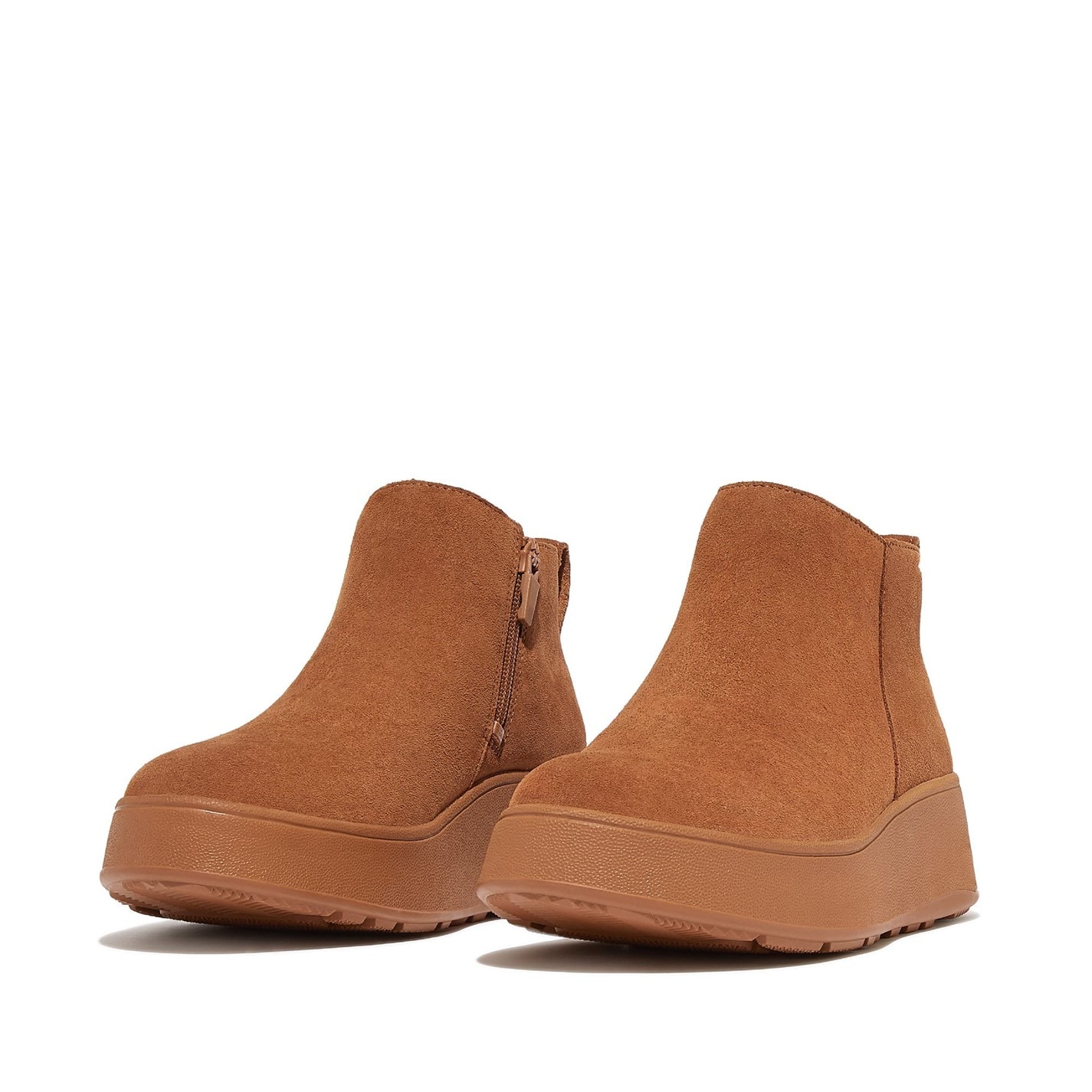 Boty Fitflop Tan 8933572 F-Mode Suede Flatform Zip Ankle Boots - 2