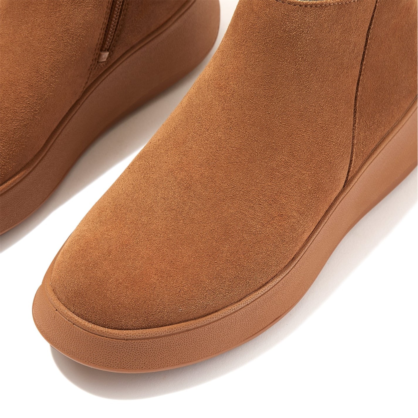 Boty Fitflop Tan 8933572 F-Mode Suede Flatform Zip Ankle Boots - 4