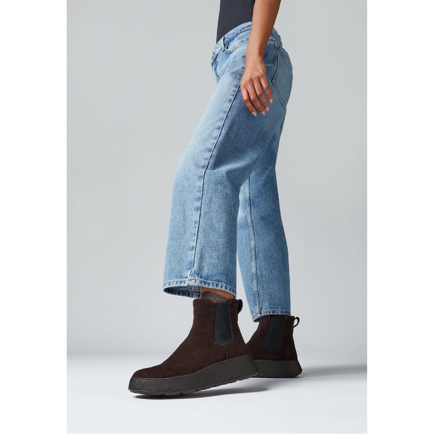 Topánky Fitflop Brown 986456 F-Mode Suede Flatform Chelsea Boots - 5