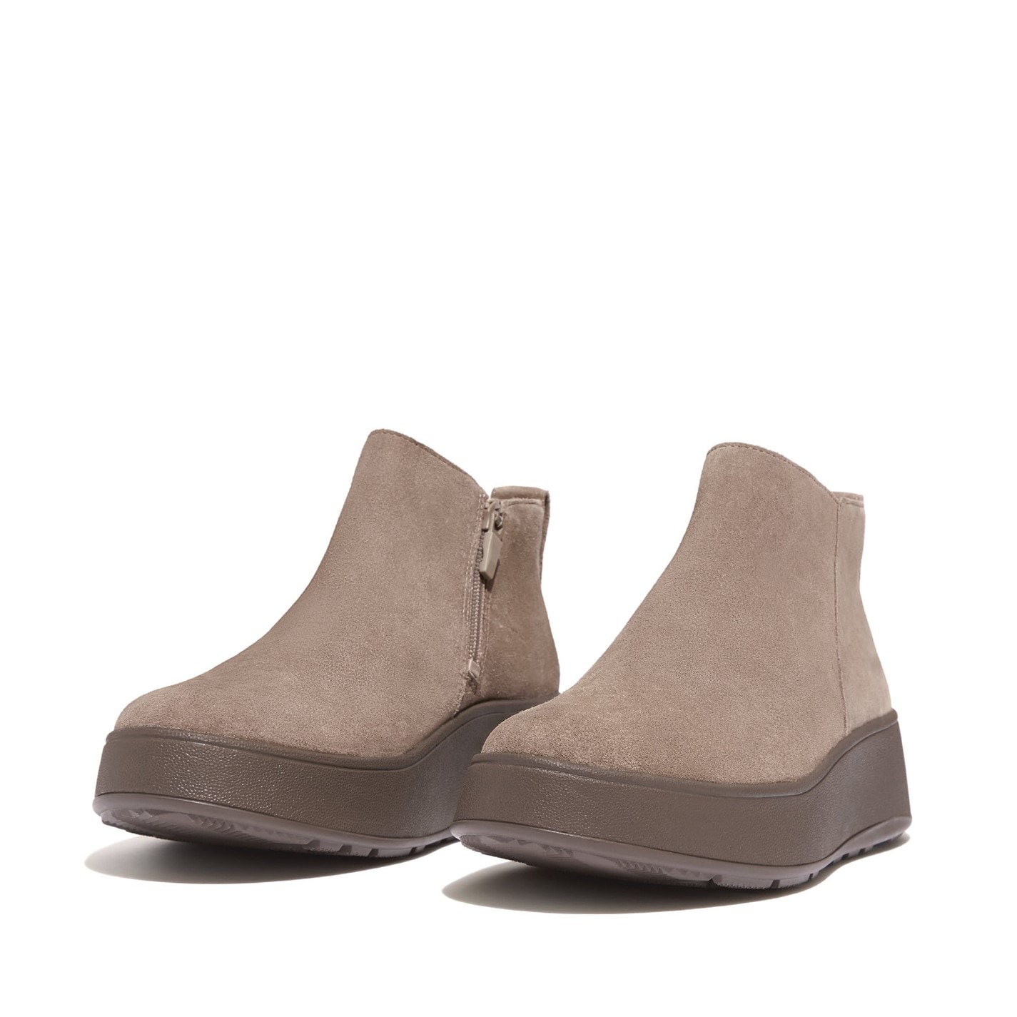 Boty Fitflop Grey 2581438 F-Mode Suede Flatform Zip Ankle Boots - 3