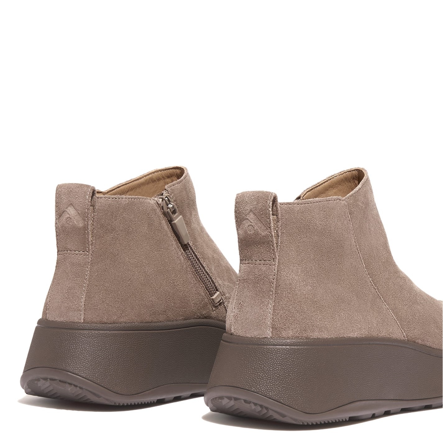 Boty Fitflop Grey 2581438 F-Mode Suede Flatform Zip Ankle Boots - 4