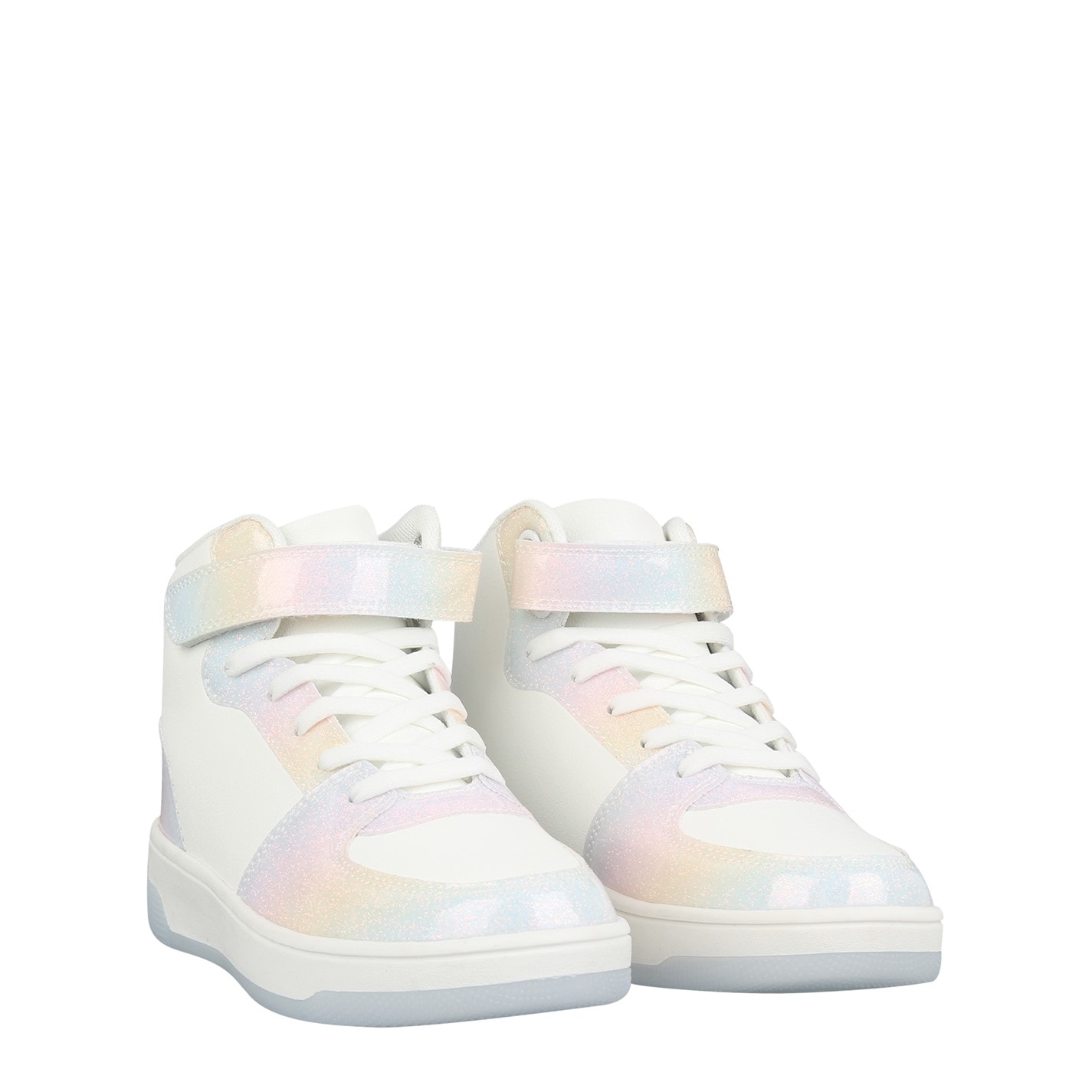 Tenisky Fabric White 132704 Kids' Glitr High-Top Trainers - 3