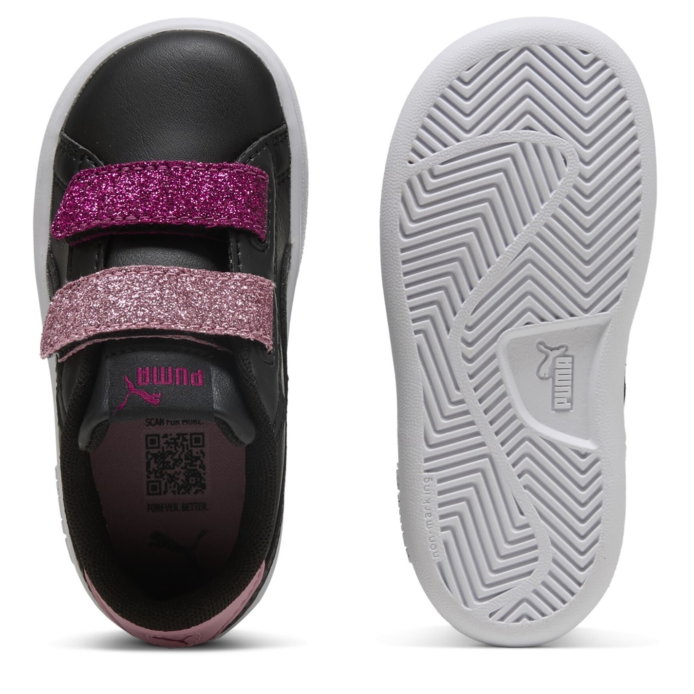 Tenisky Puma Black 799022 Smash 3.0 Glitter Velcro Trainers Infants - 3