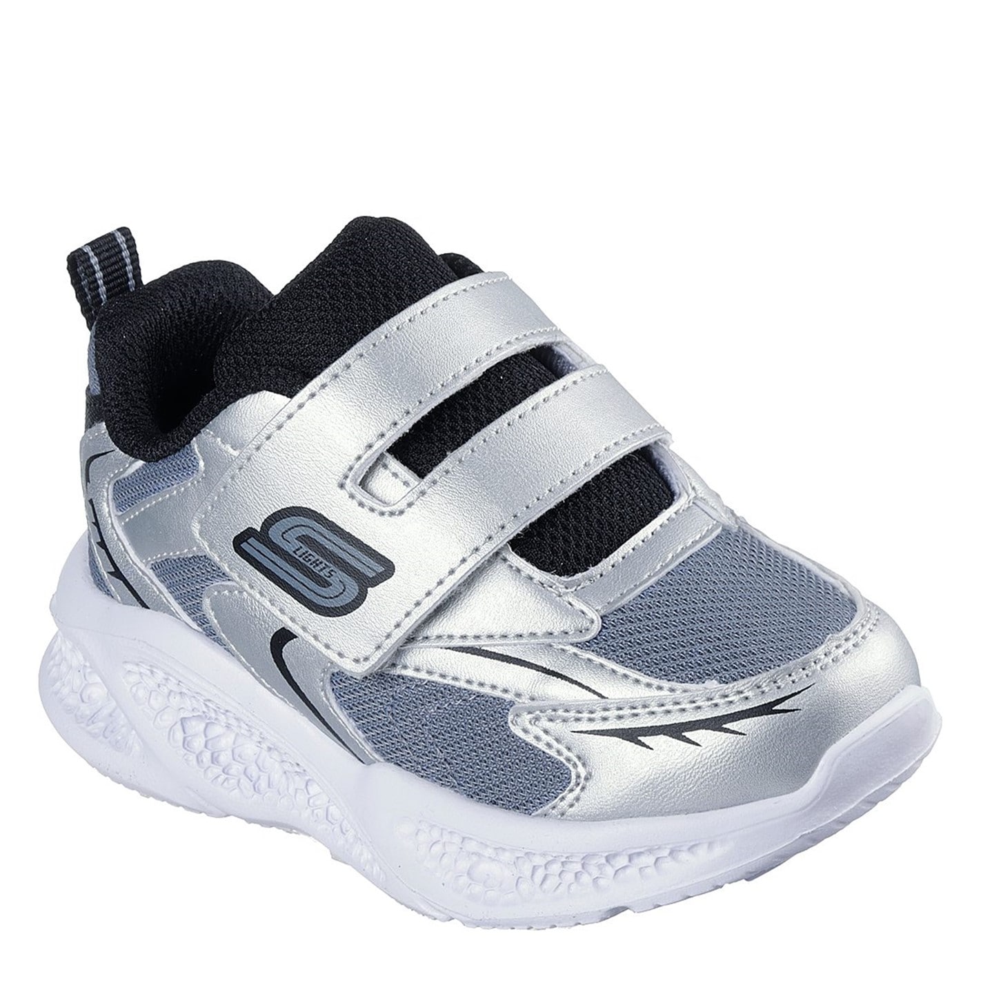 Tenisky Skechers Silver 232156 Kids' Meteor Lights Leather Light Up Trainers - 1