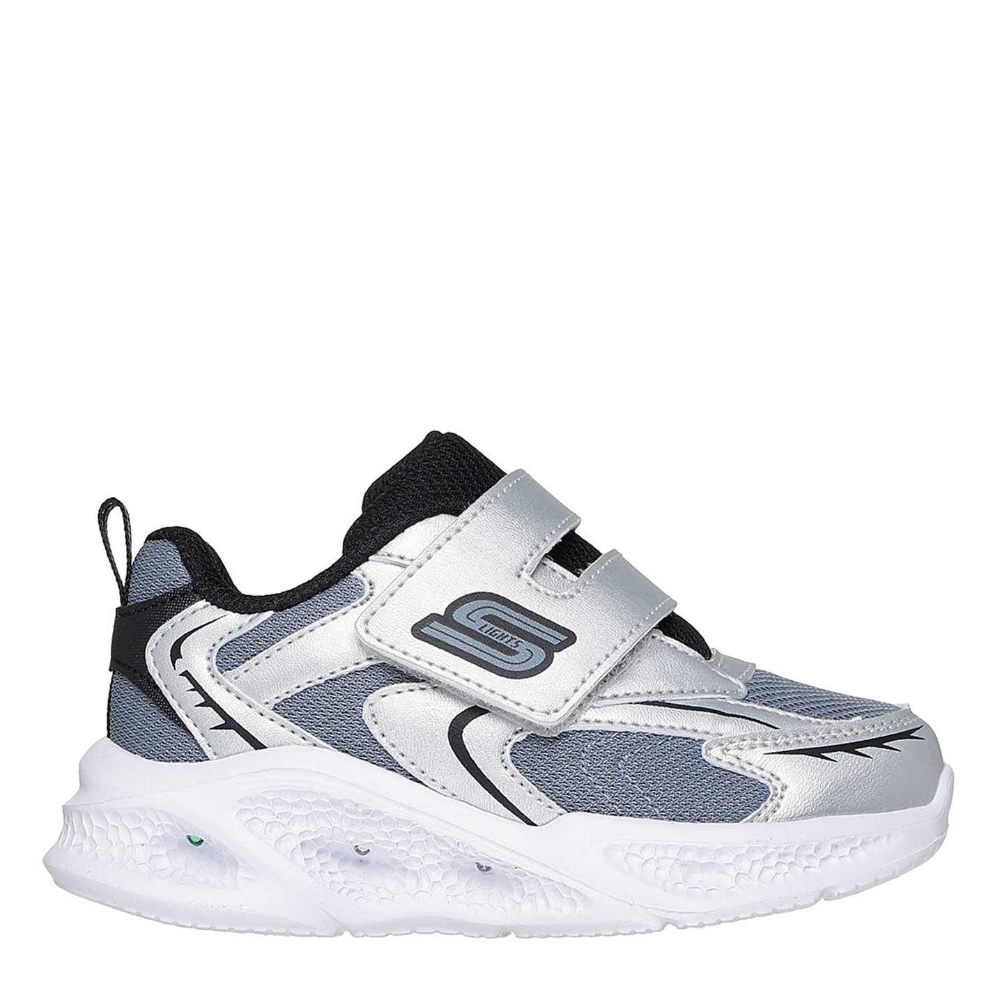 Tenisky Skechers Silver 232156 Kids' Meteor Lights Leather Light Up Trainers - 3