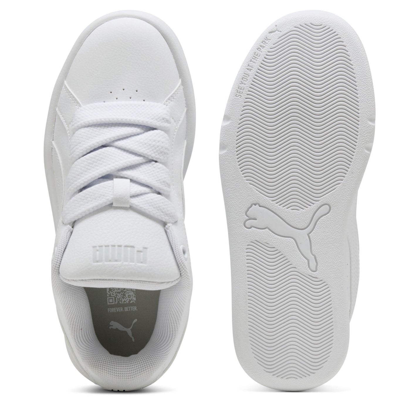Dětské Boty Puma Wht-Wht-FthrGry 4520390 Unisex Kids' Park Lifestyle Easy Low-Top Trainers - 3