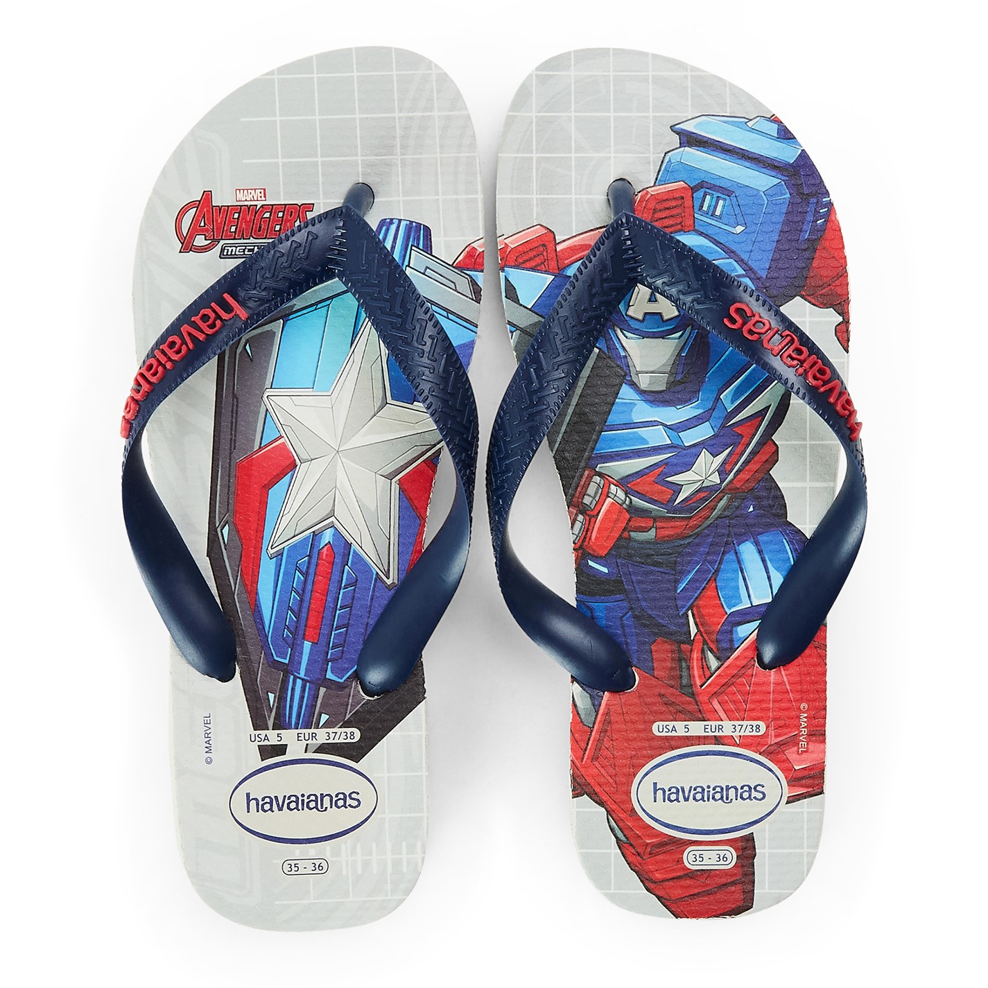 Havaianas White 5077292 Kids' Top Marvel II Blue Water Flip Flops - 4