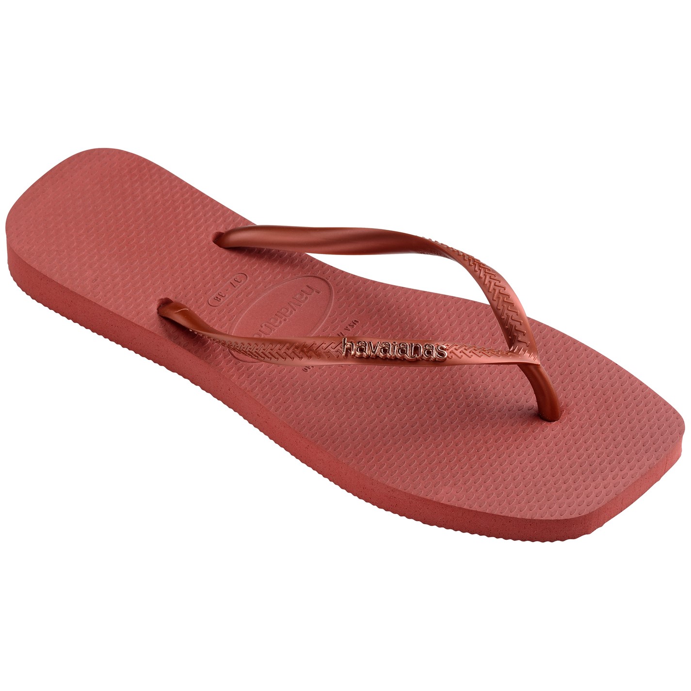 Havaianas Mahogany 3996568 Kids' Square Logo Metallic Black Flip Flops - 2
