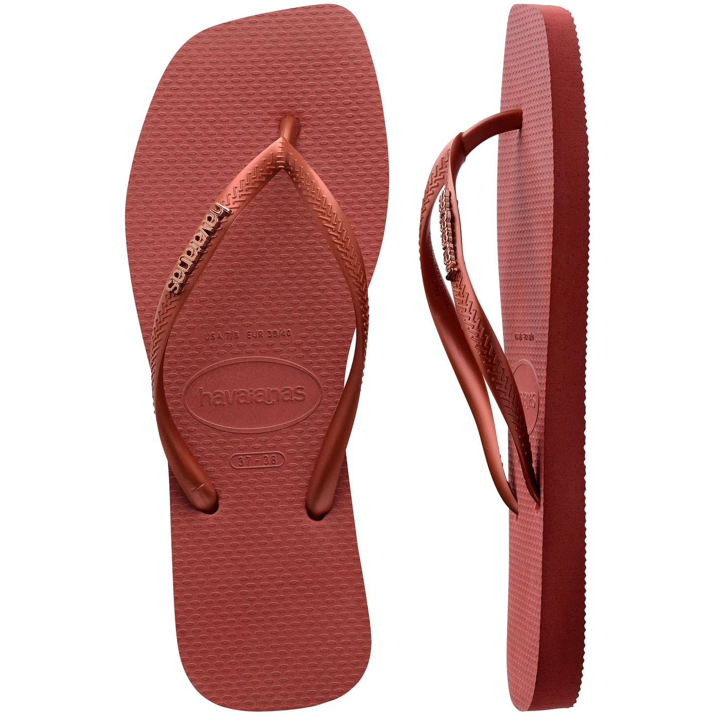 Havaianas Mahogany 3996568 Kids' Square Logo Metallic Black Flip Flops - 3