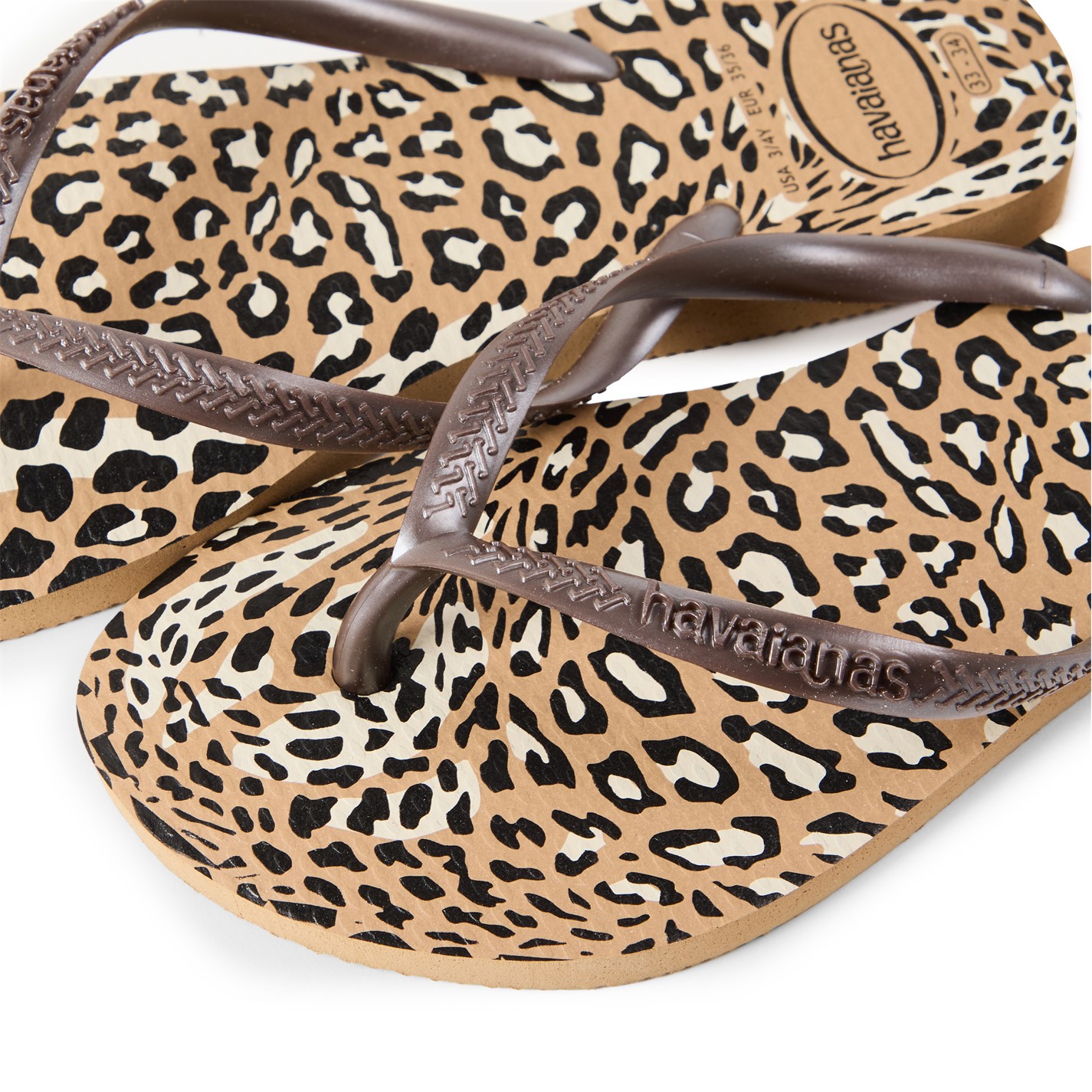 Havaianas Animal Print 3407830 Kids' Hav Slim Animals Sand Grey/Golden Flip Flops - 3