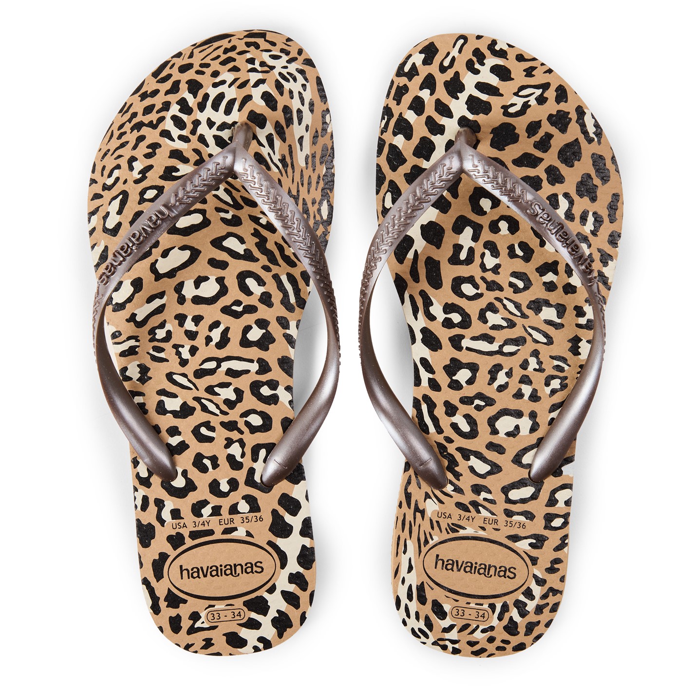 Havaianas Animal Print 3407830 Kids' Hav Slim Animals Sand Grey/Golden Flip Flops - 4