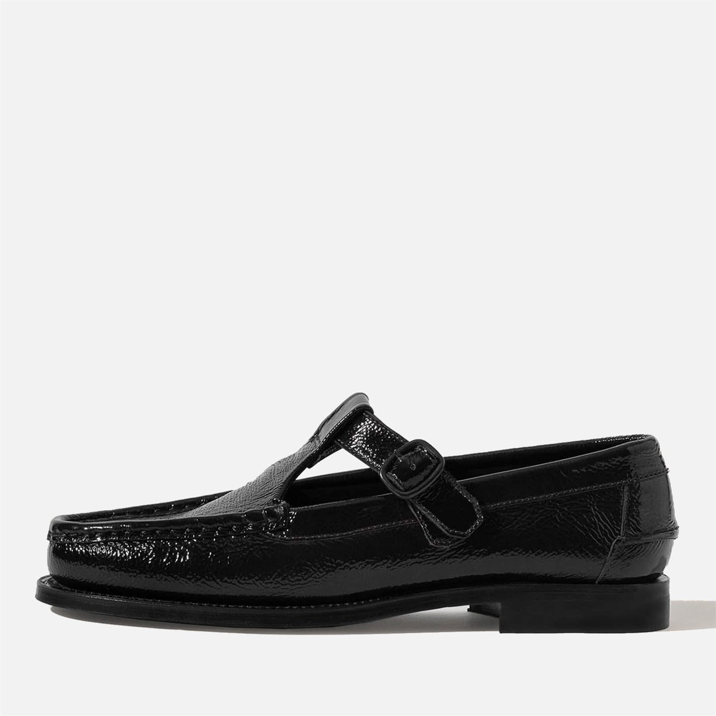 Tenisky Hereu Black 8215391 Alber Crinkled Glossy Leather Flats - 1
