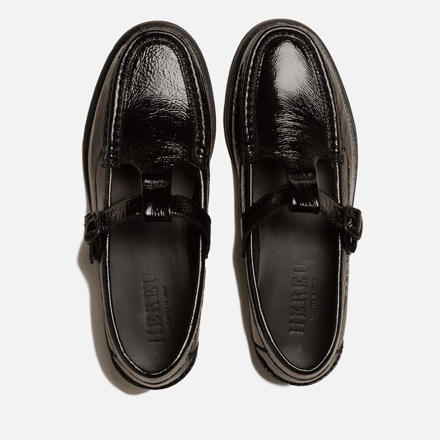 Tenisky Hereu Black 8215391 Alber Crinkled Glossy Leather Flats - 2