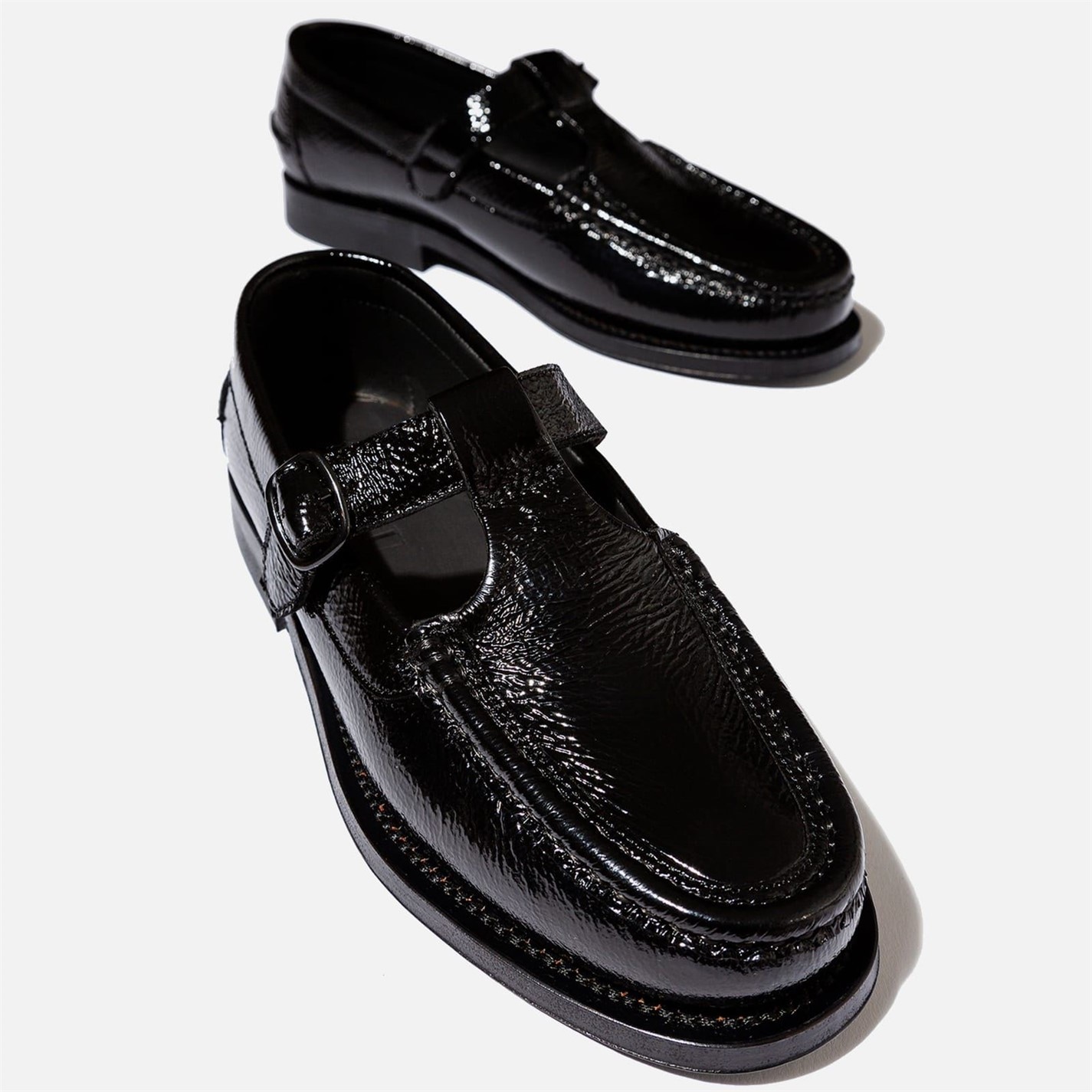 Tenisky Hereu Black 8215391 Alber Crinkled Glossy Leather Flats - 3