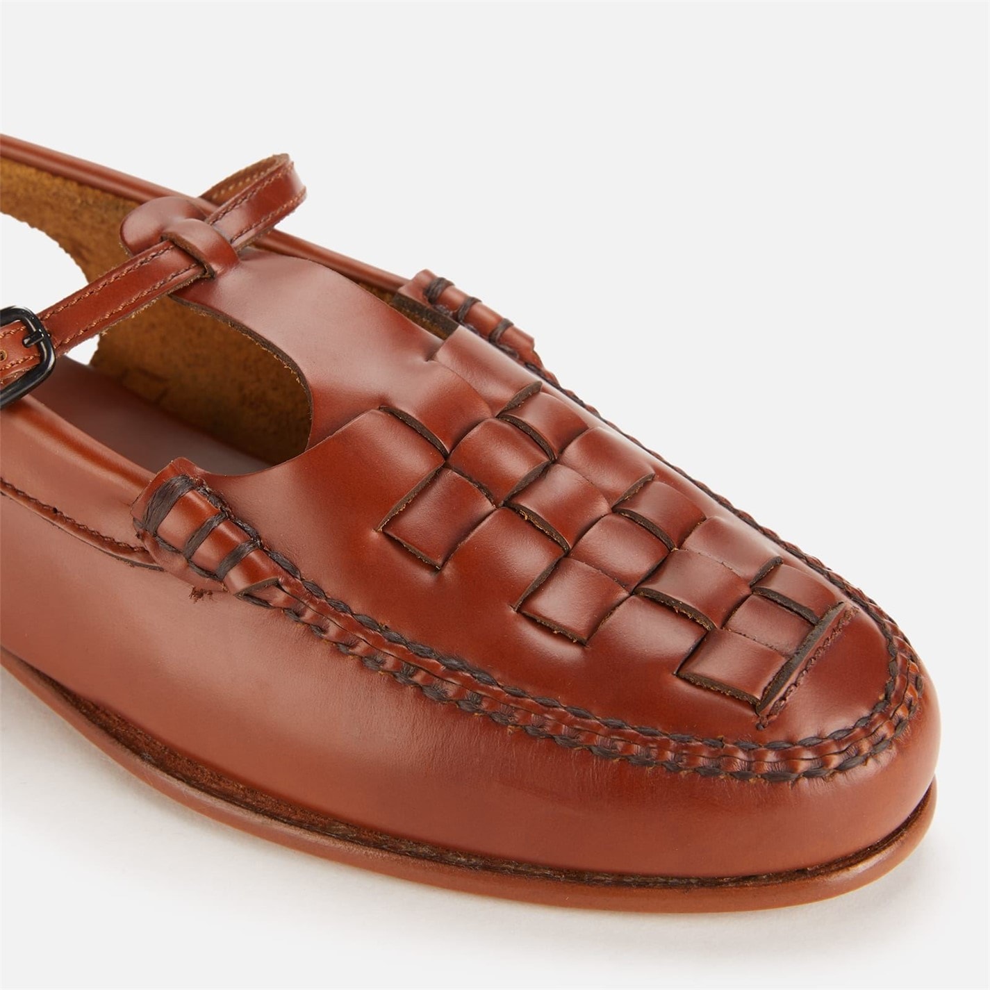 Tenisky Hereu Tan 5015295 Roqueta Leather T-Bar Sling Back Flats - 4