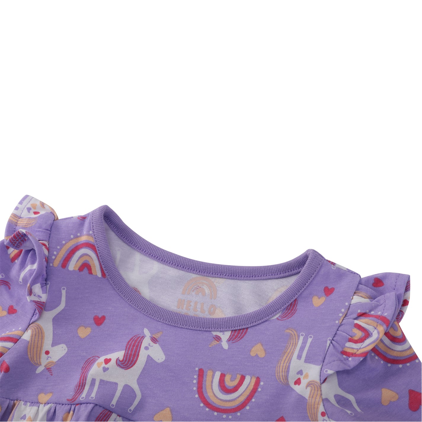 Hello World Baby Girl Unicorn Rainbow Dress - 3