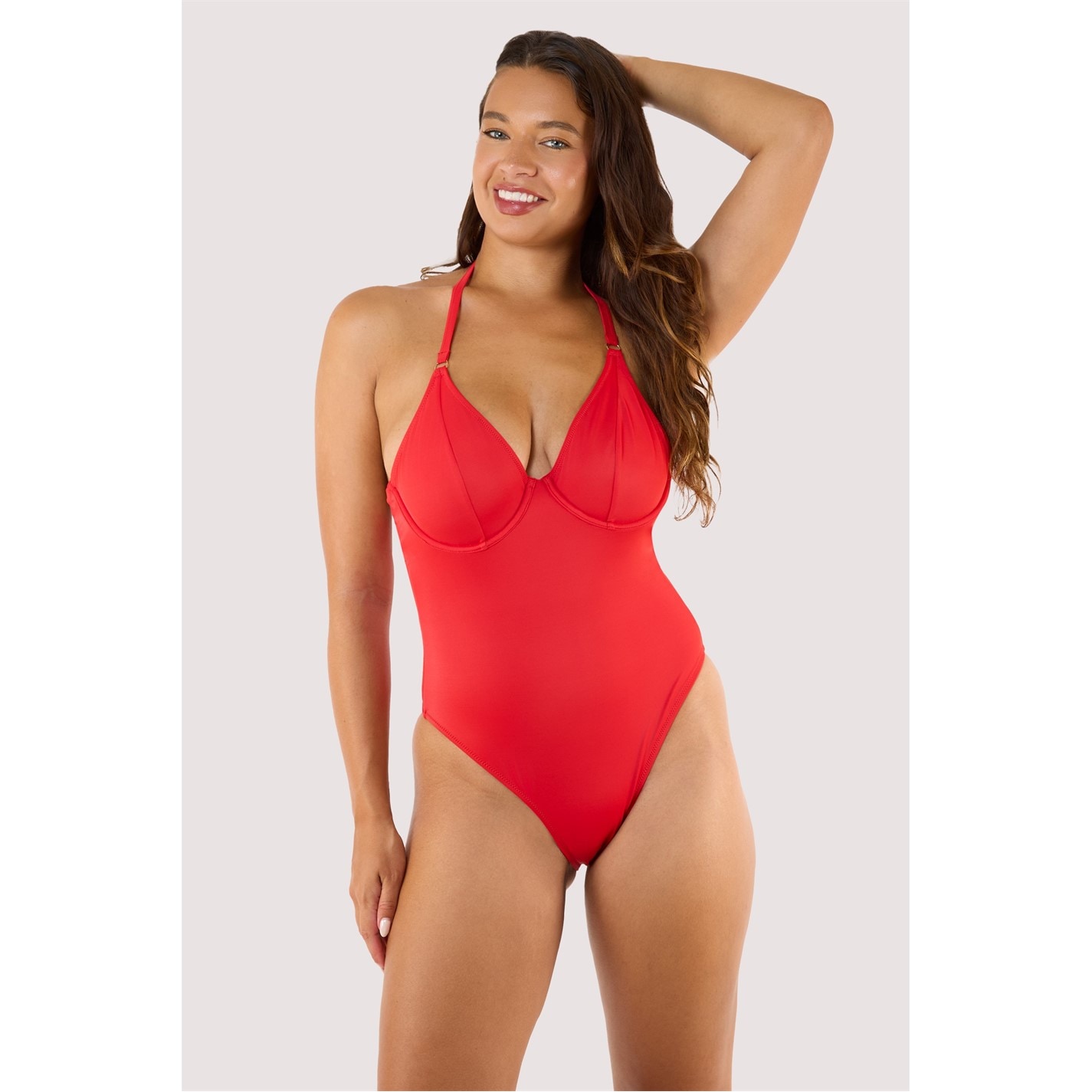 Wolf and Whistle Paloma Red Underwired Halterneck Swimsuit - 3