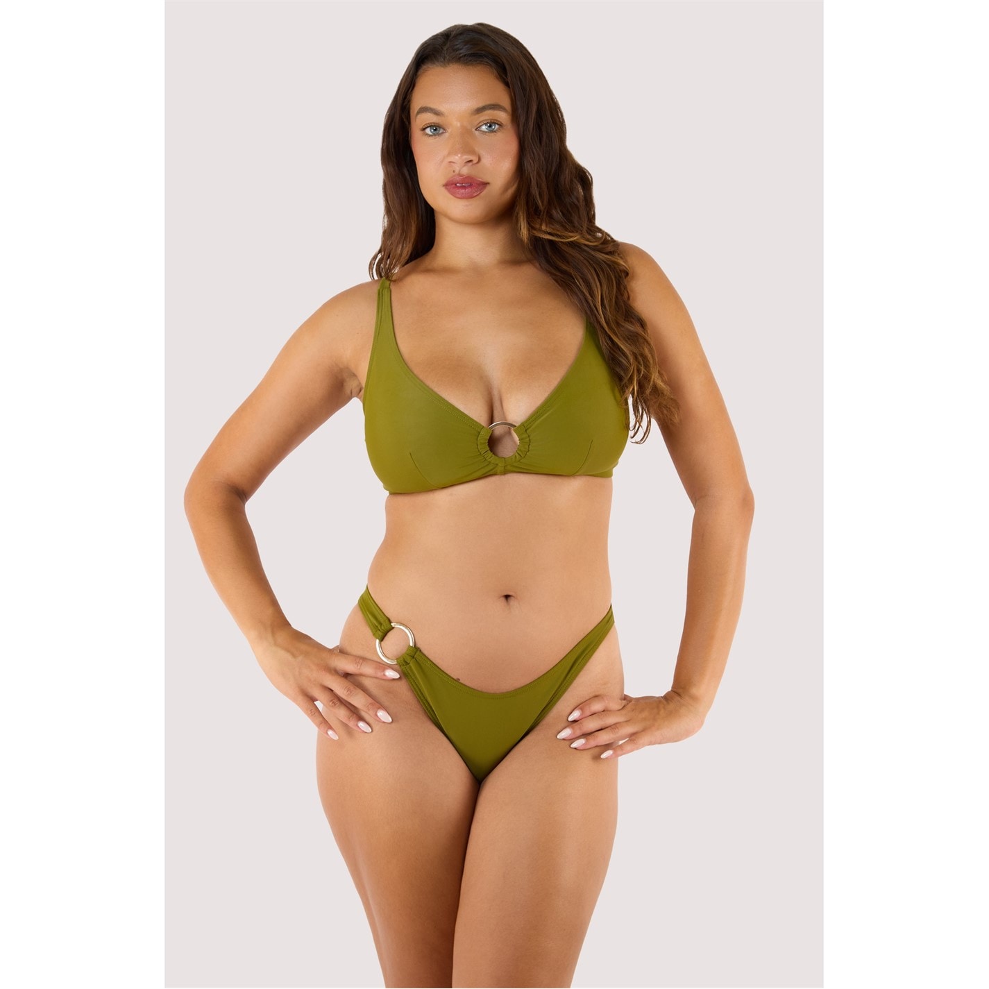 Wolf and Whistle Kalahari Khaki Bikini Brief with Gold Ring - 3