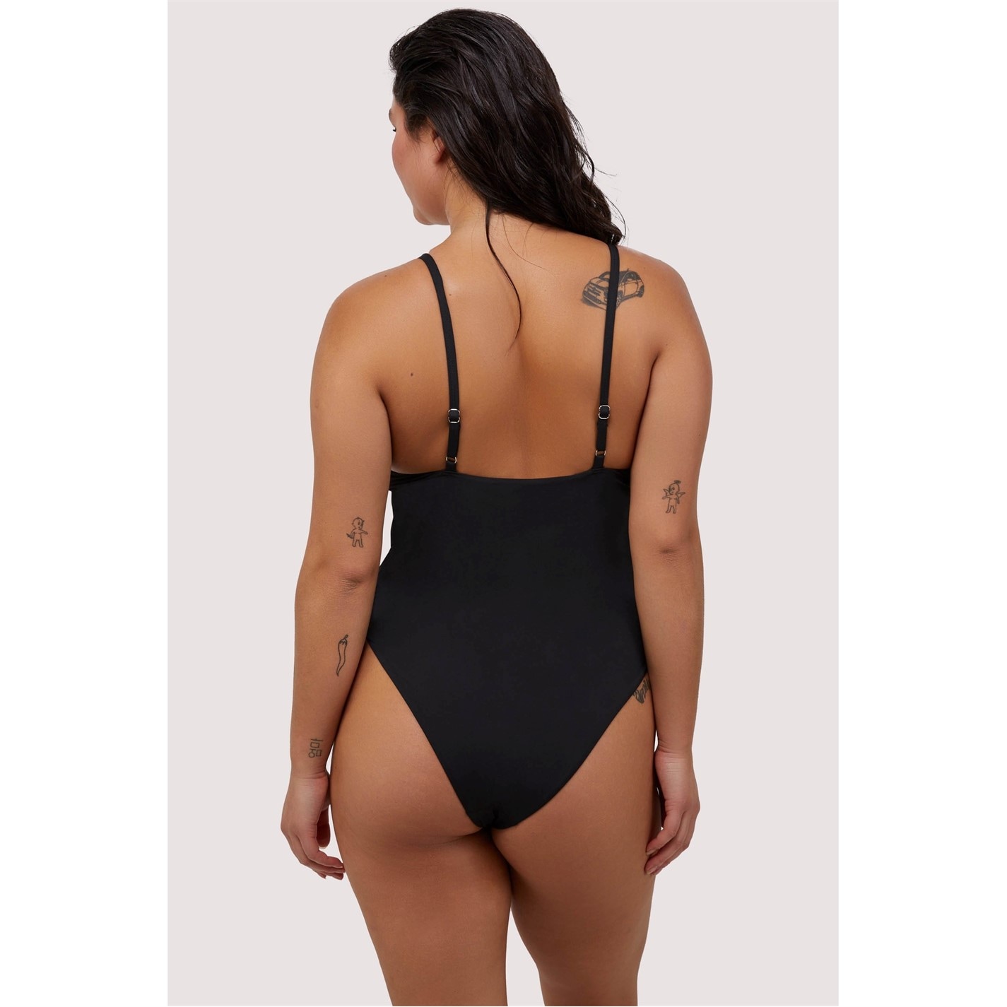 Wolf and Whistle Fuller Bust Black Eco Studded Lace-Up Swimsuit - 2