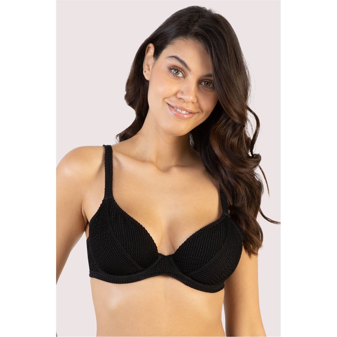 Wolf and Whistle Black Textured Wired Plunge Bikini Top - 11