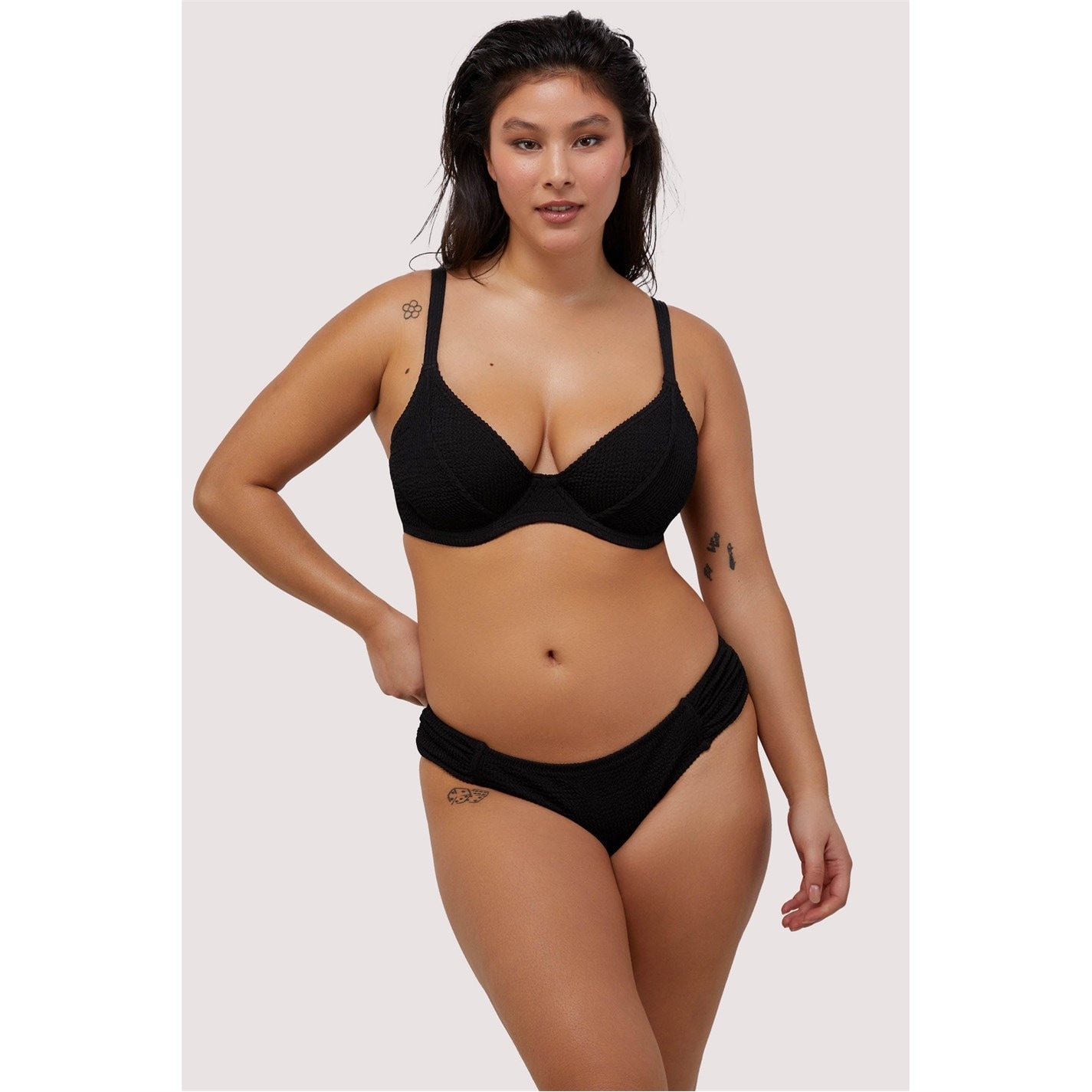 Wolf and Whistle Black Textured Wired Plunge Bikini Top - 3