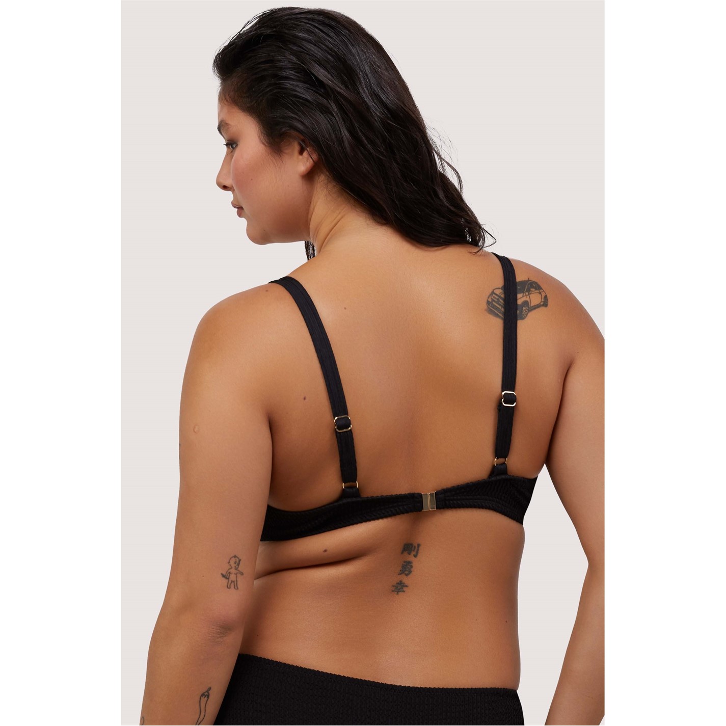 Wolf and Whistle Black Textured Wired Plunge Bikini Top - 5