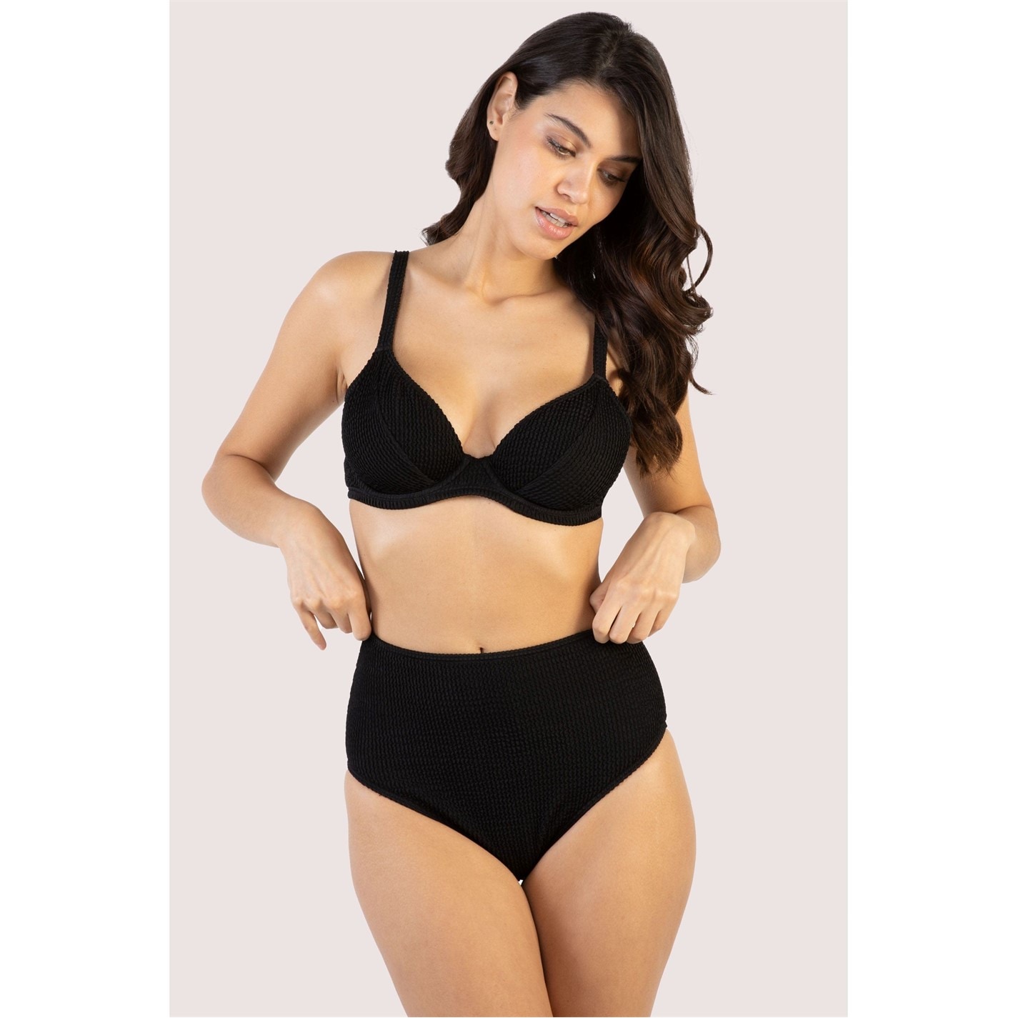 Wolf and Whistle Black Textured Wired Plunge Bikini Top - 10