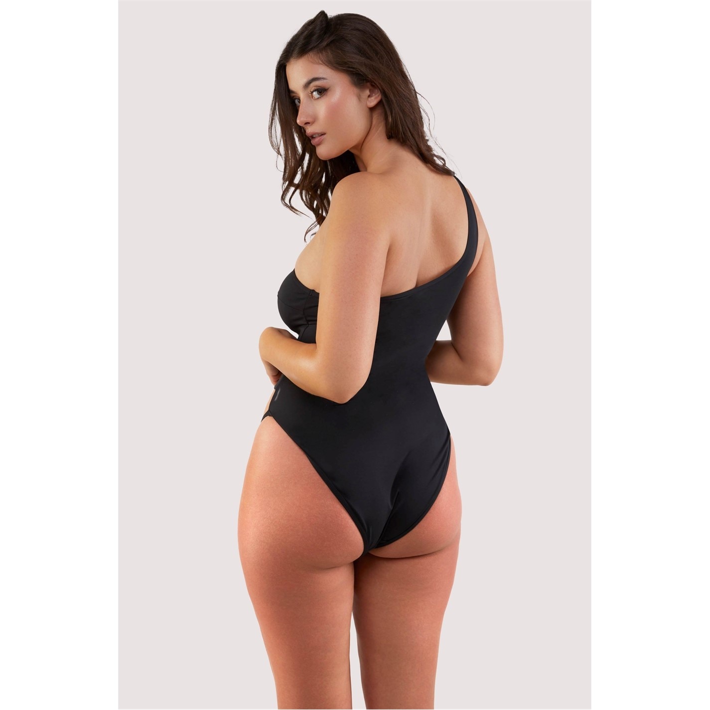 Wolf and Whistle Fuller Bust Asymmetric Swimsuit Nude Mesh Inserts - 2