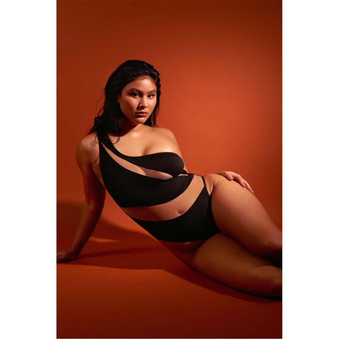 Wolf and Whistle Fuller Bust Asymmetric Swimsuit Nude Mesh Inserts - 3