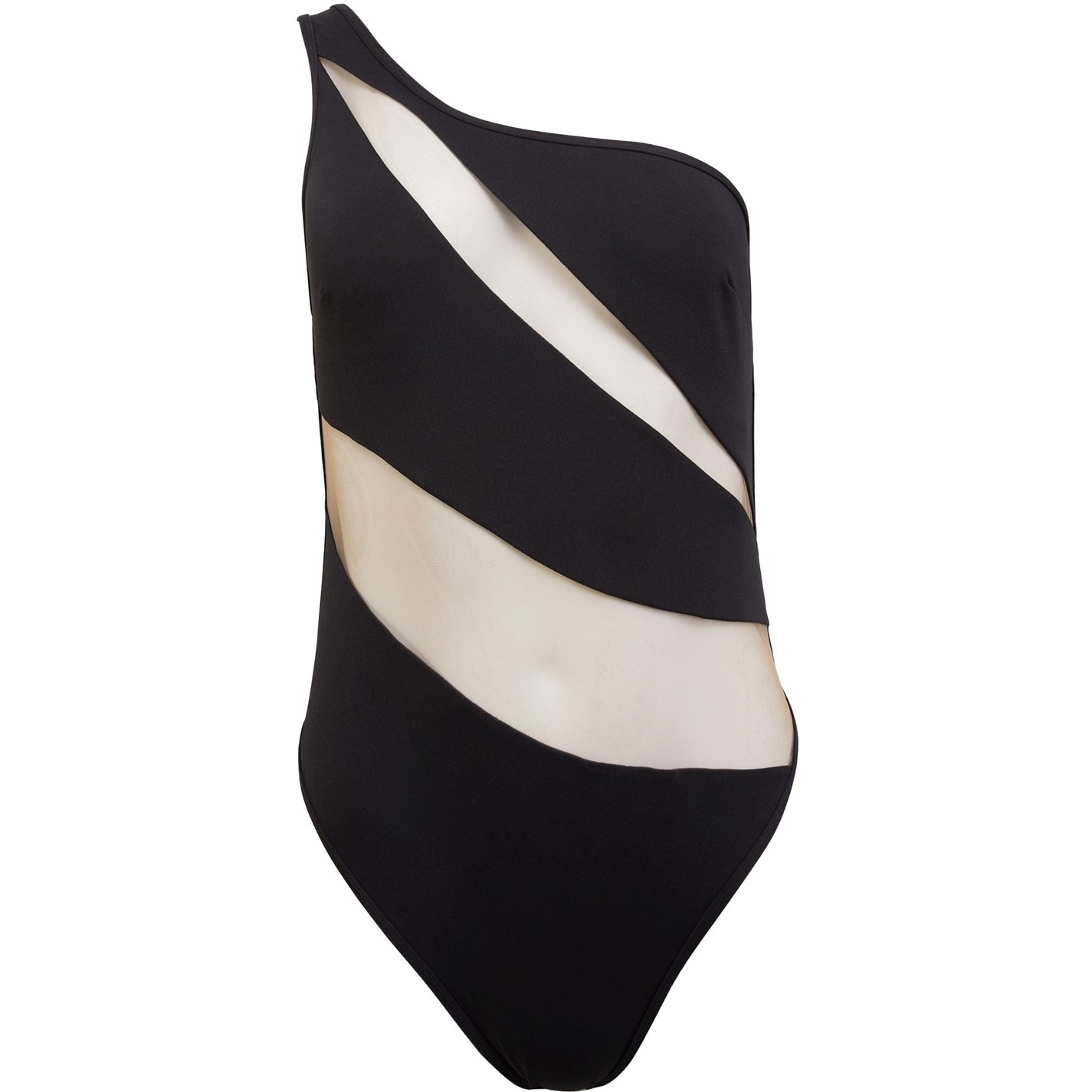 Wolf and Whistle Fuller Bust Asymmetric Swimsuit Nude Mesh Inserts - 4