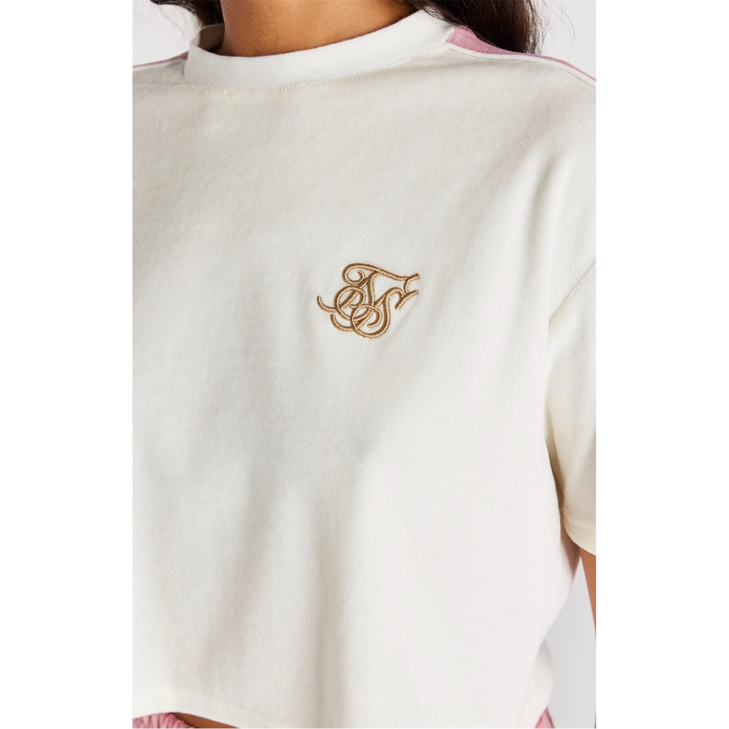 SikSilk Velour Cropped T-Shirt - 2