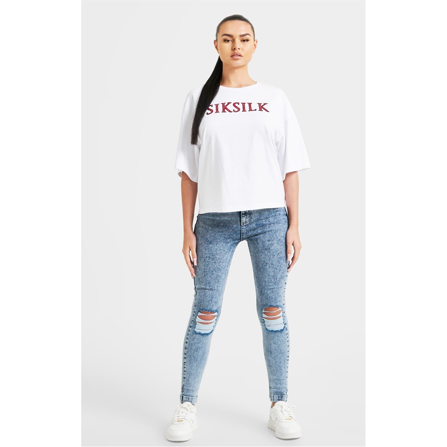 SikSilk Sparkle Boxy Cropped T-Shirt - 3