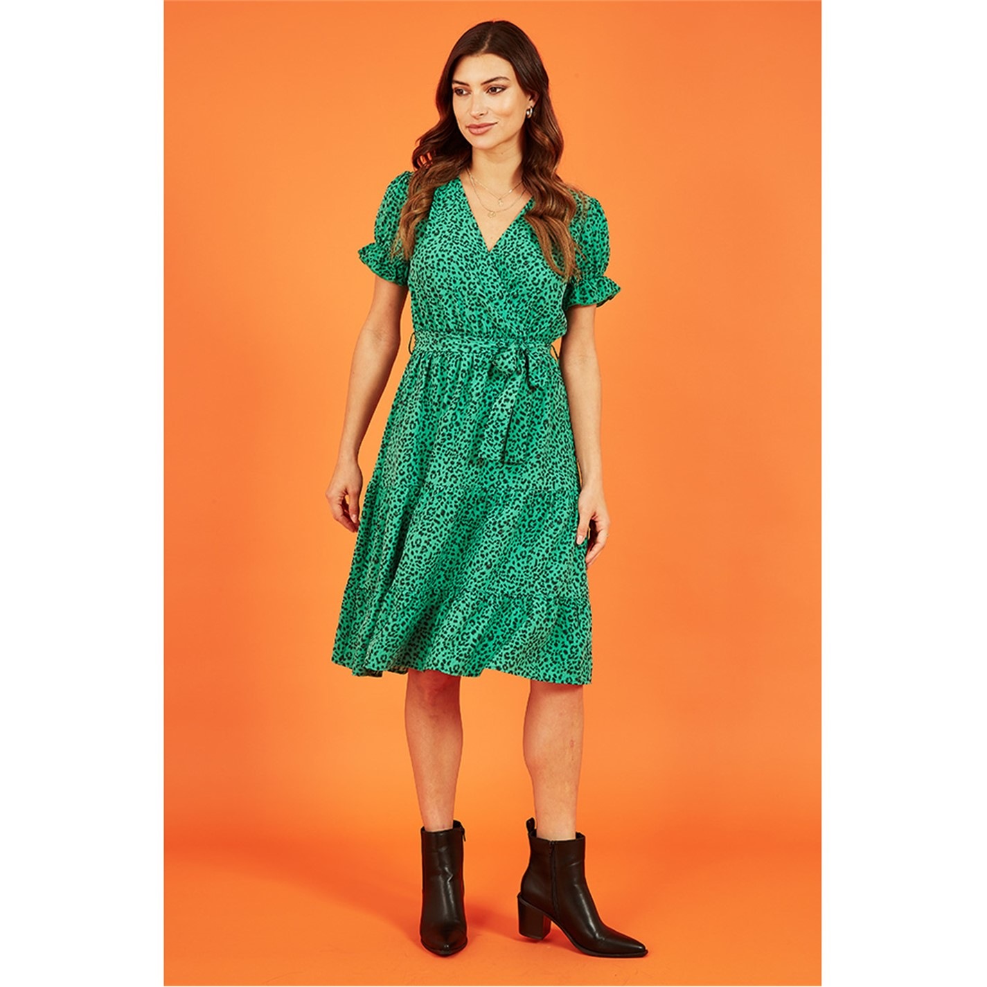 Mela London Mela London Green Animal Print Midi Dress - 2