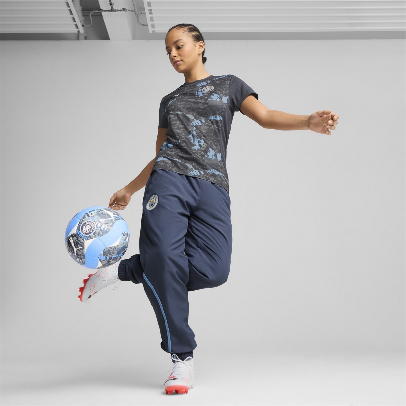 Puma Manchester City Pre Match Short Sleeve Shirt 2024 2025 Womens - 4