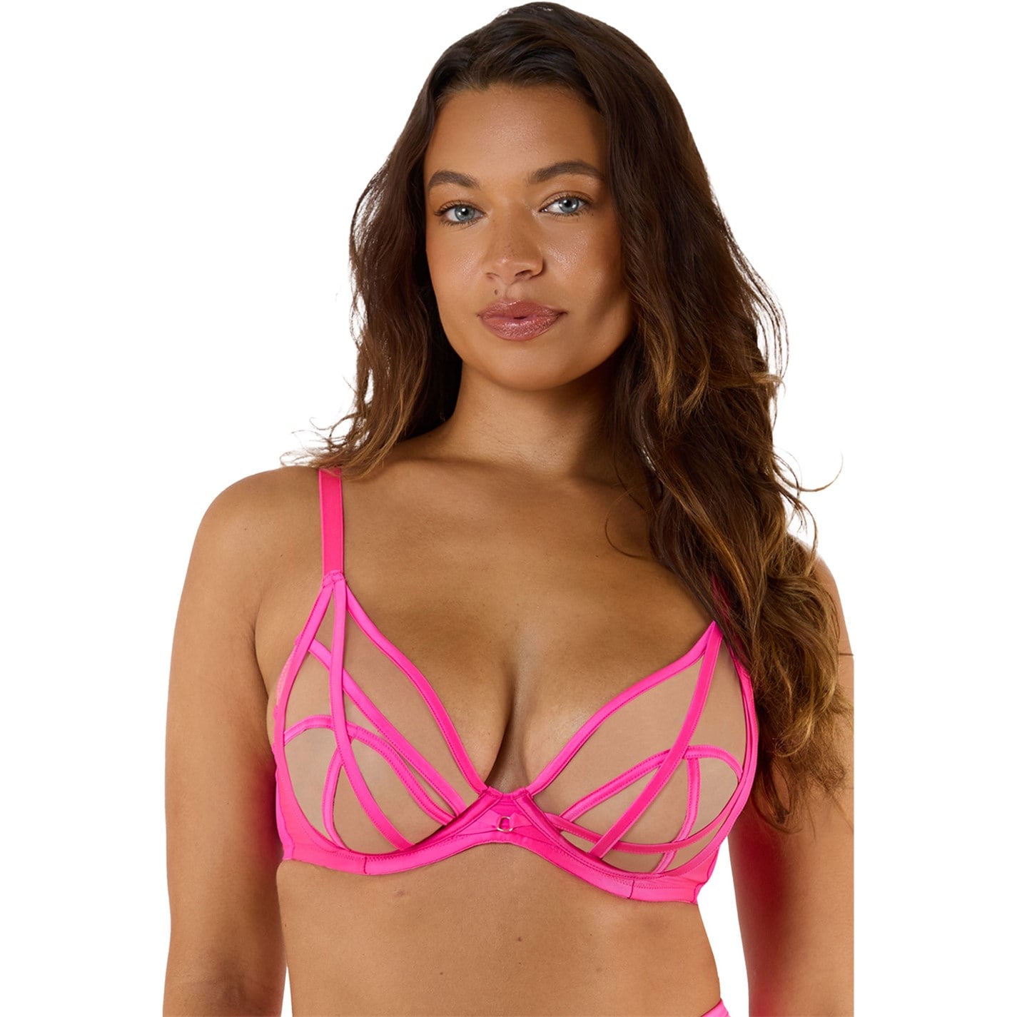 Playful Promises Ramona Neon Pink Plunge Bra - 2