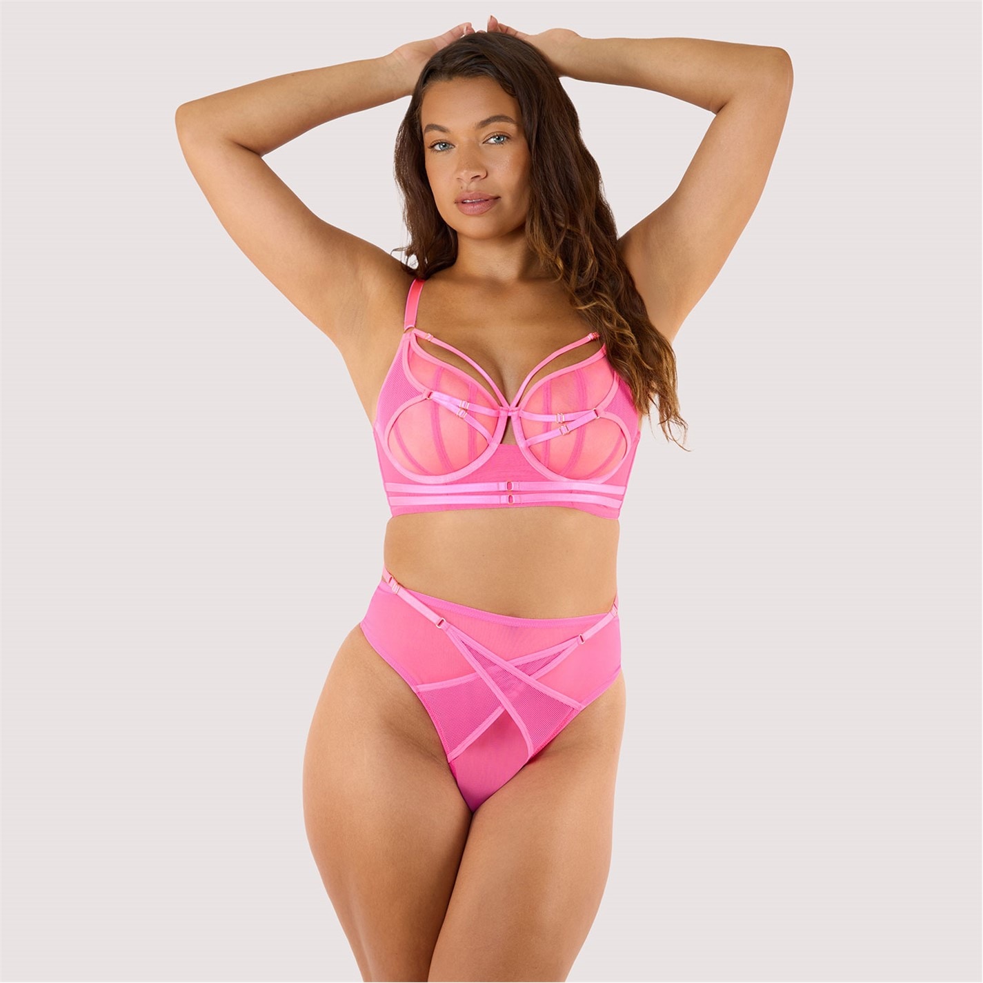 Playful Promises Eddie Neon Pink Crossover Balconette Bra - 5