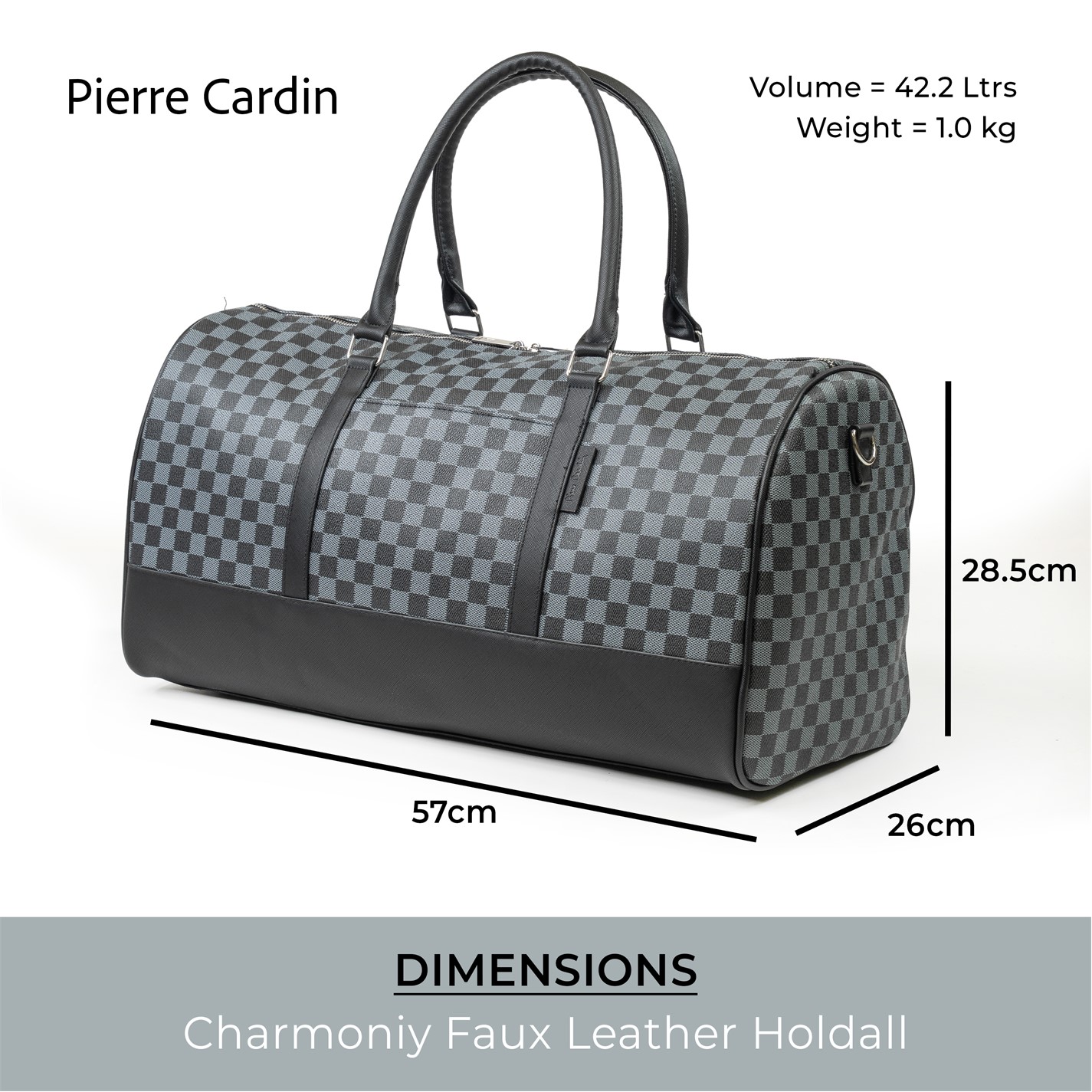 Pierre Cardin Premium Black And Grey Flight Bag Travel Holdall - 3